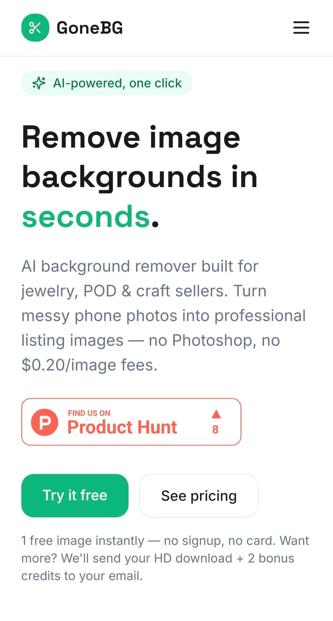 Screenshot 1 of GoneBG.com - Etsy Background Remover