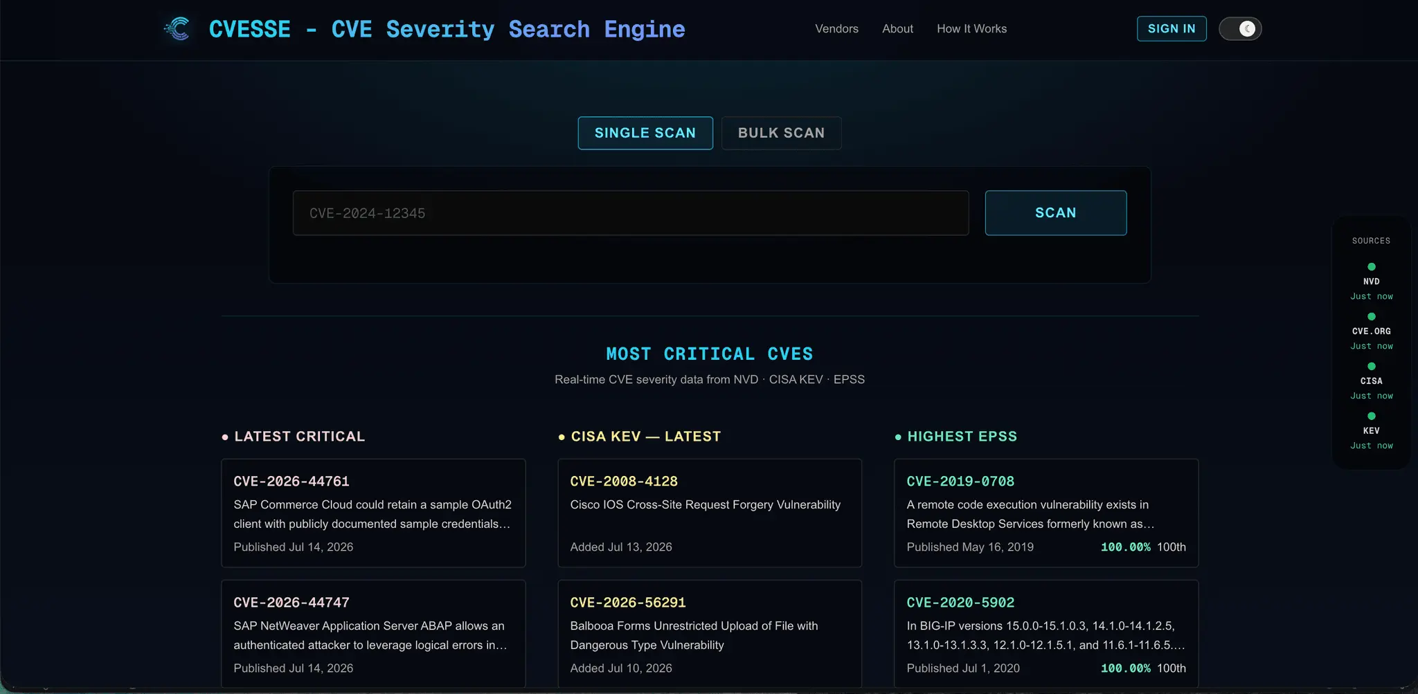 Screenshot 2 of CVESSE - CVE Severity Search Engine