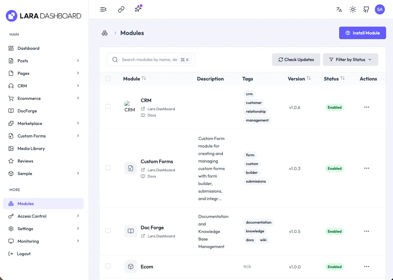 Screenshot 6 of Lara Dashboard