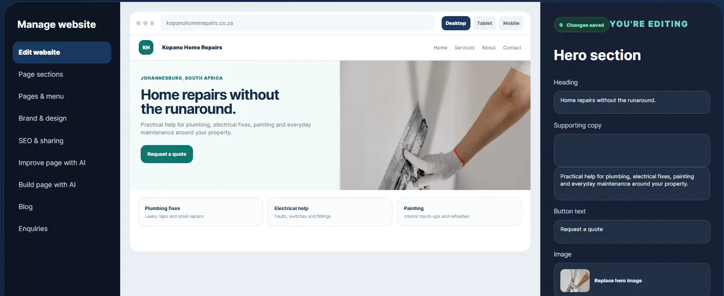 Screenshot 10 of Marketing Specialists AI Website Builder