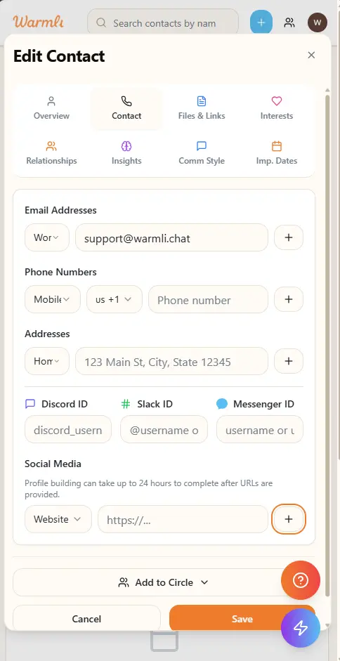 Screenshot 3 of Warmli Personal Relationship Manager