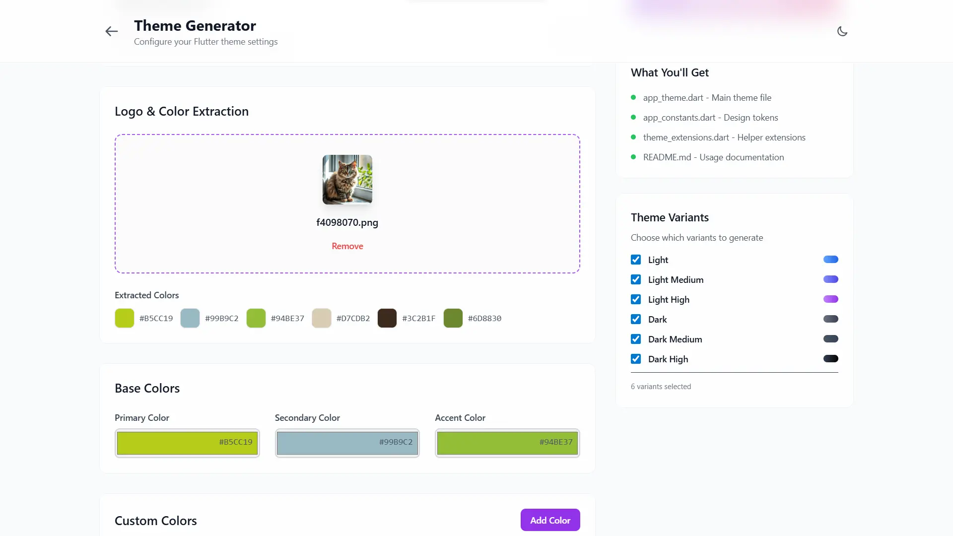Screenshot 1 of Flutter Theme Generator