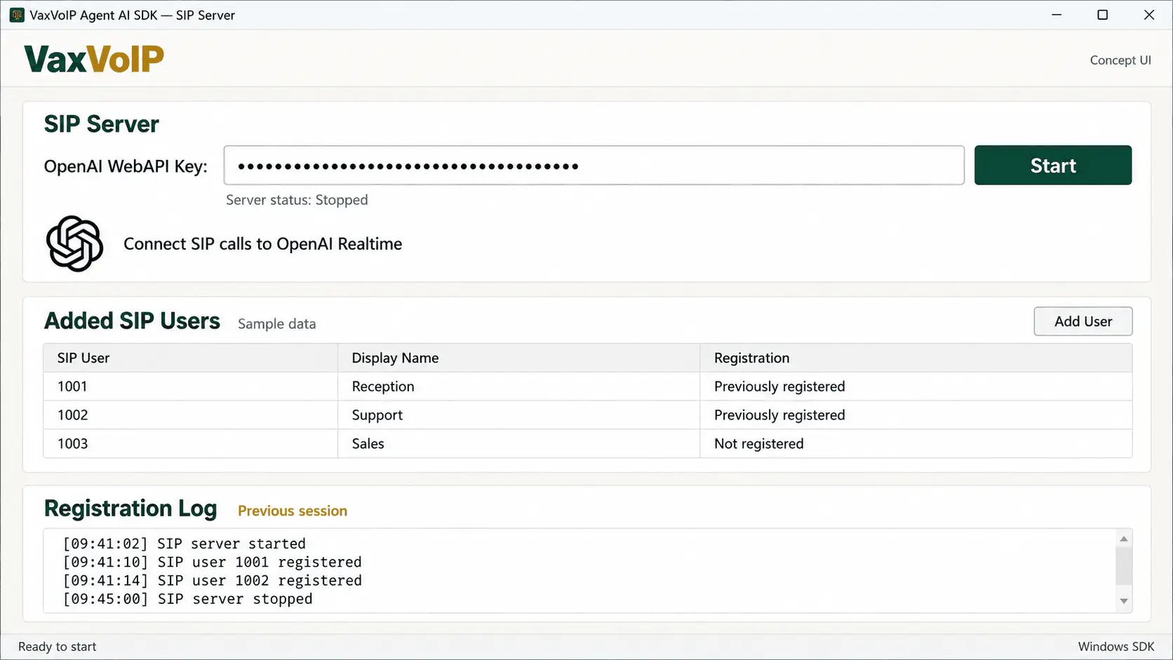 Screenshot 1 of VaxVoIP SIP AI Voice Agent SDK