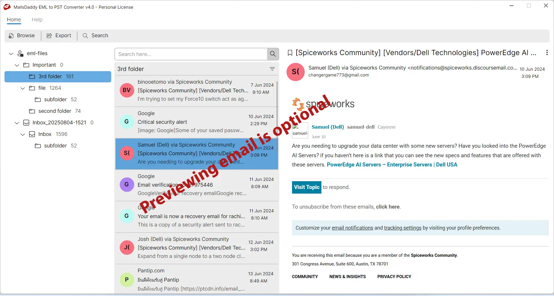 Screenshot 2 of MailsDaddy EML to PST Converter