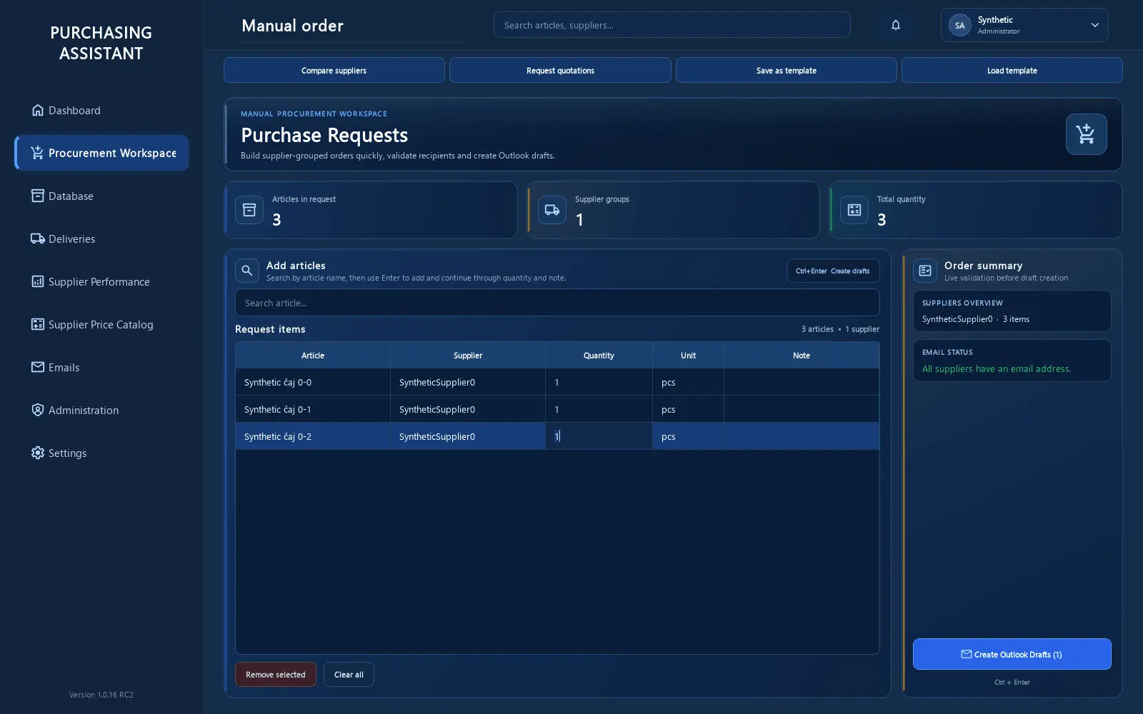 Screenshot 1 of Purchasing Assistant