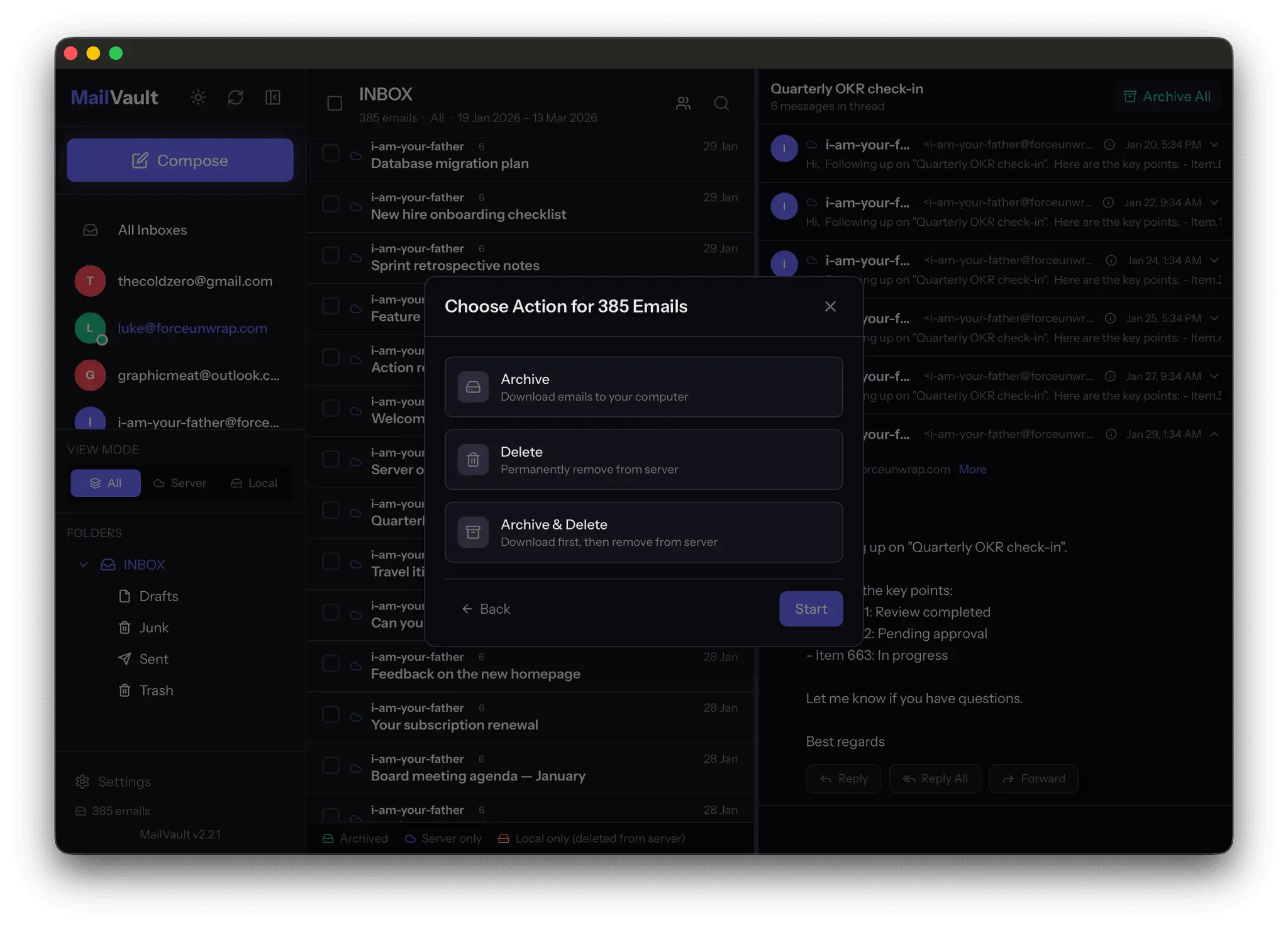 Screenshot 1 of MailVault