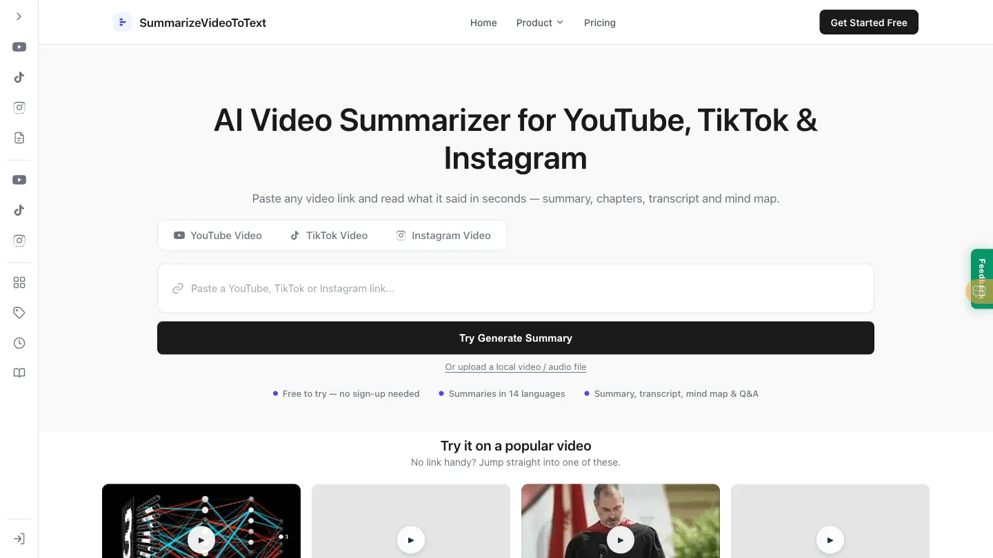 Screenshot 1 of SummarizeVideoToText