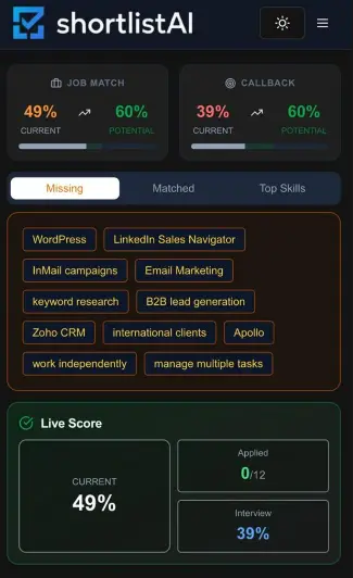 Screenshot 1 of ShortlistAI - ShortlistAI – ATS Resume S