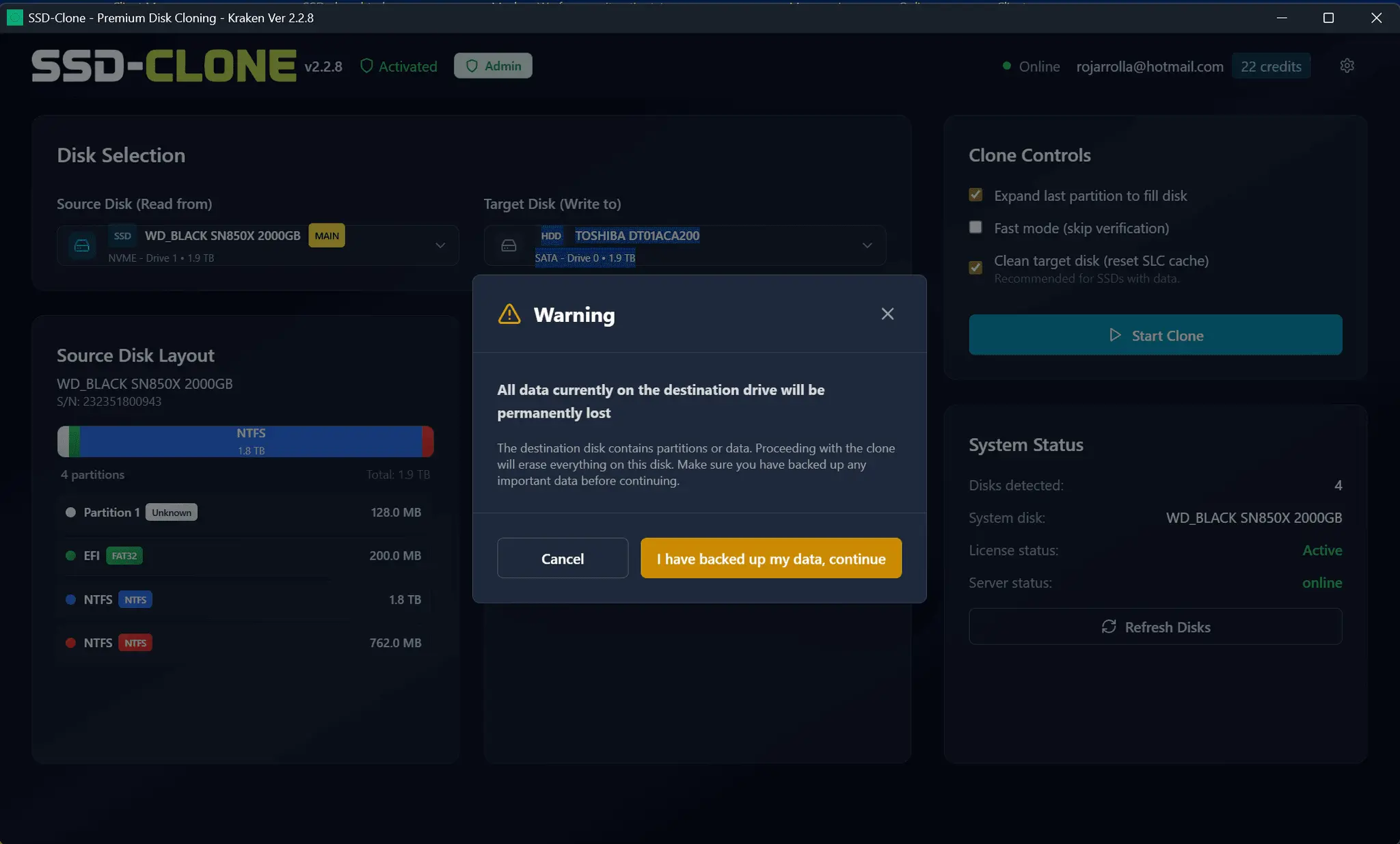 Screenshot 1 of SSD-Clone 