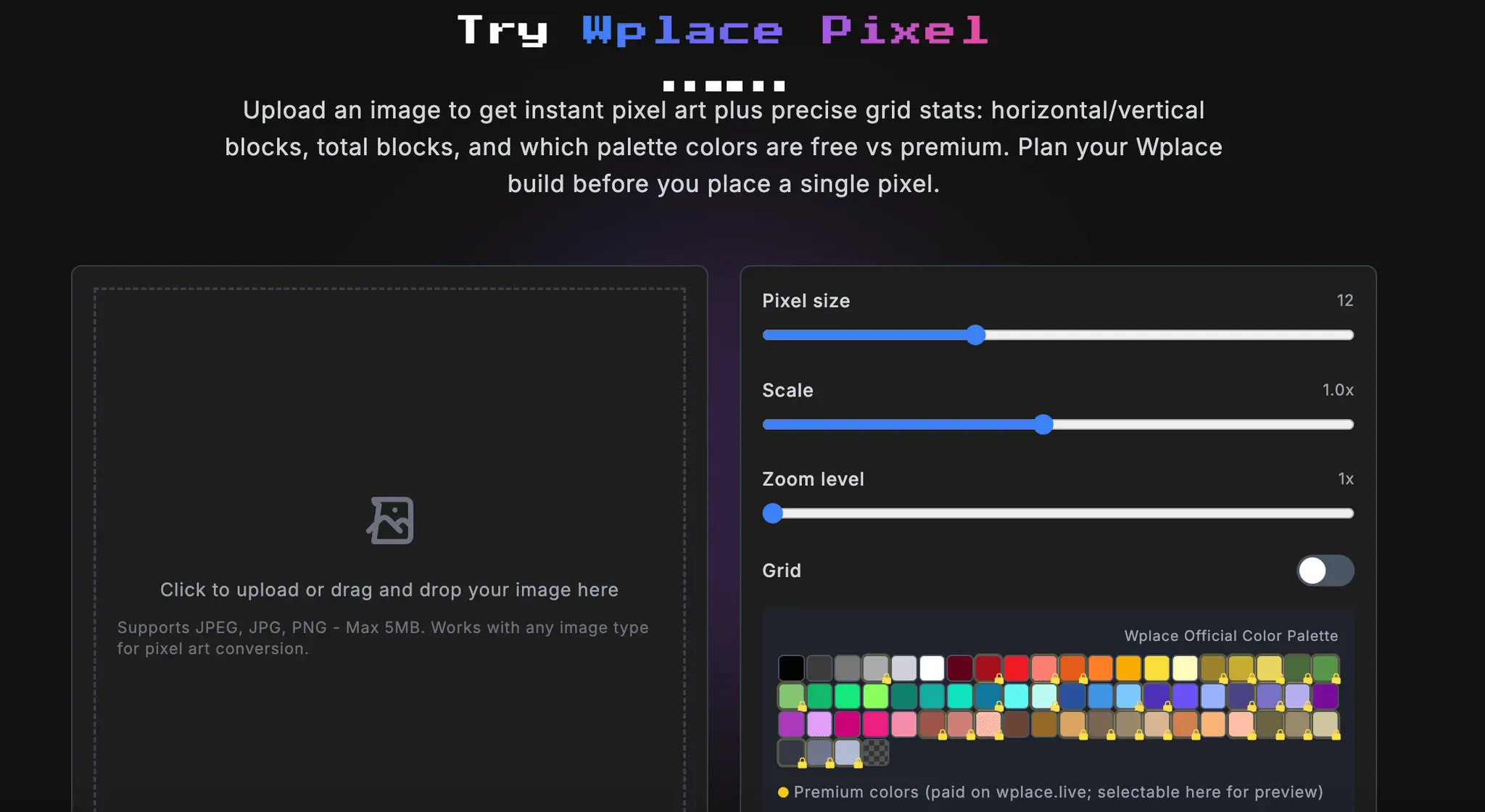 Screenshot 2 of wplace pixel converter