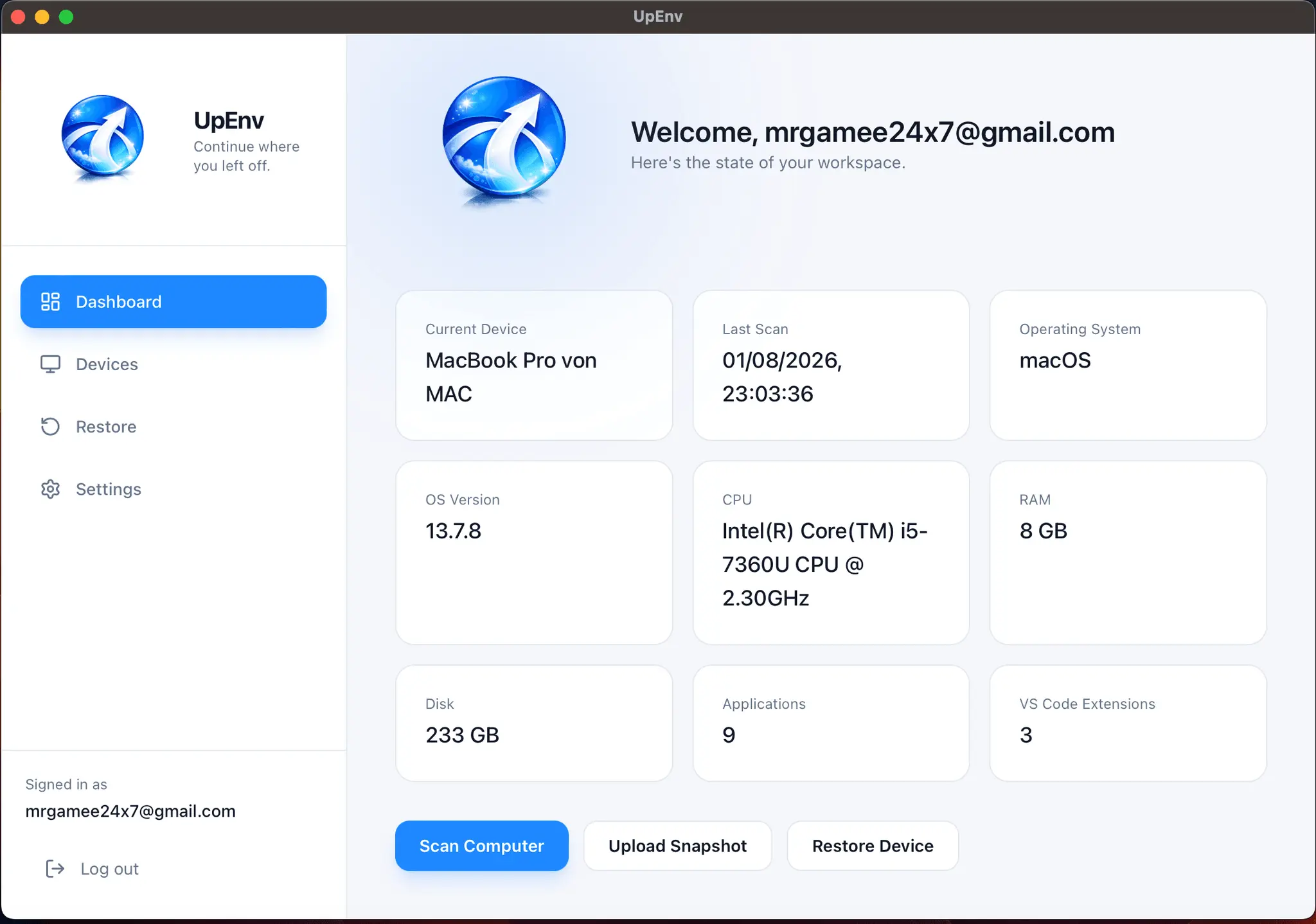 Screenshot 1 of UpEnv