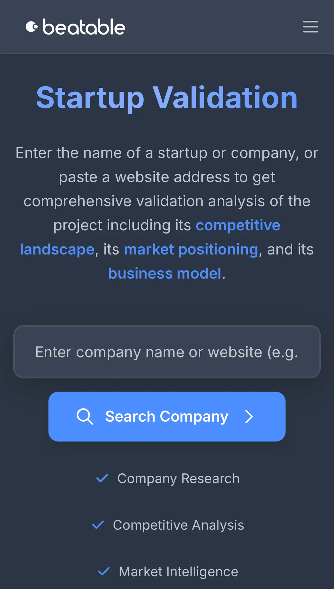 Screenshot 1 of Beatable - Startup Validation