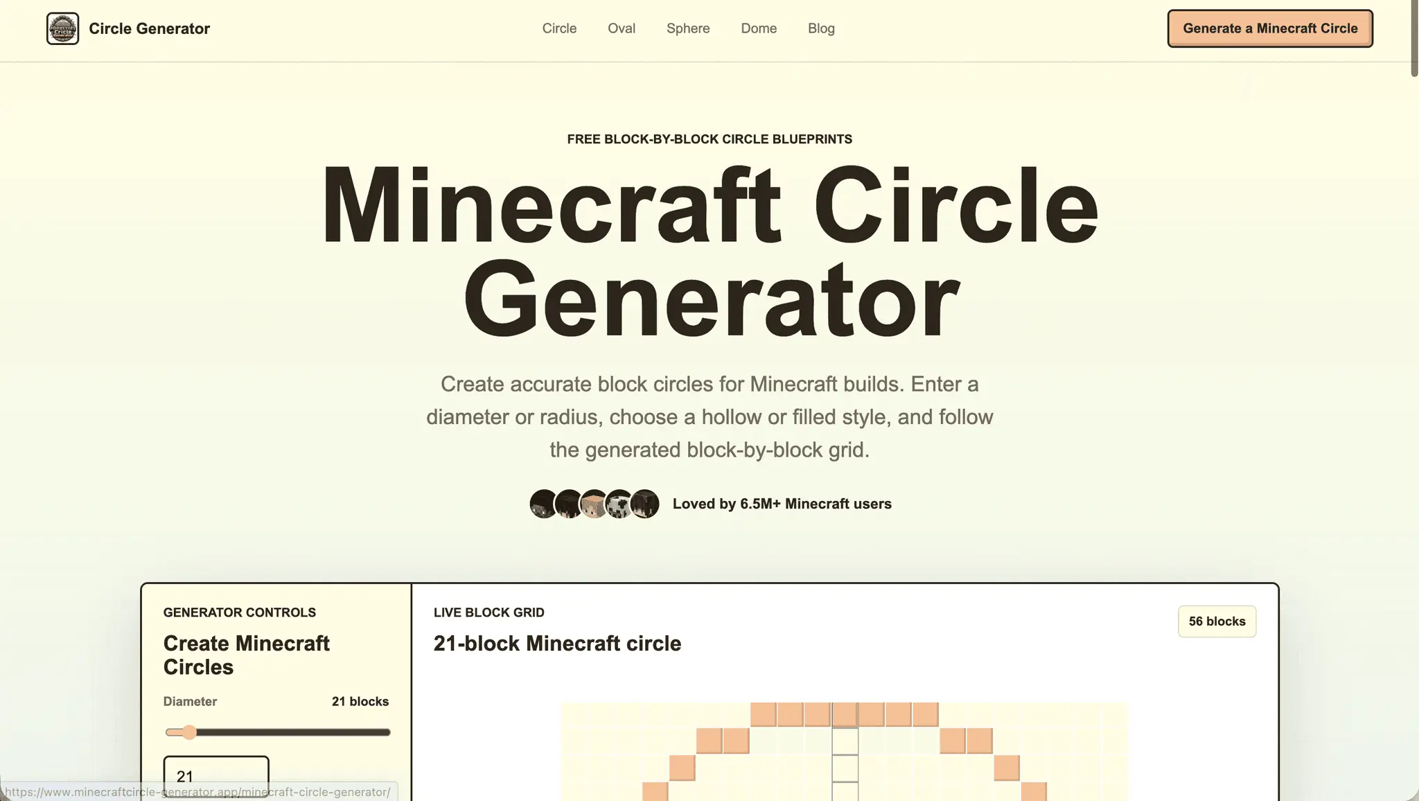 Screenshot 2 of Minecraft Circle Generator