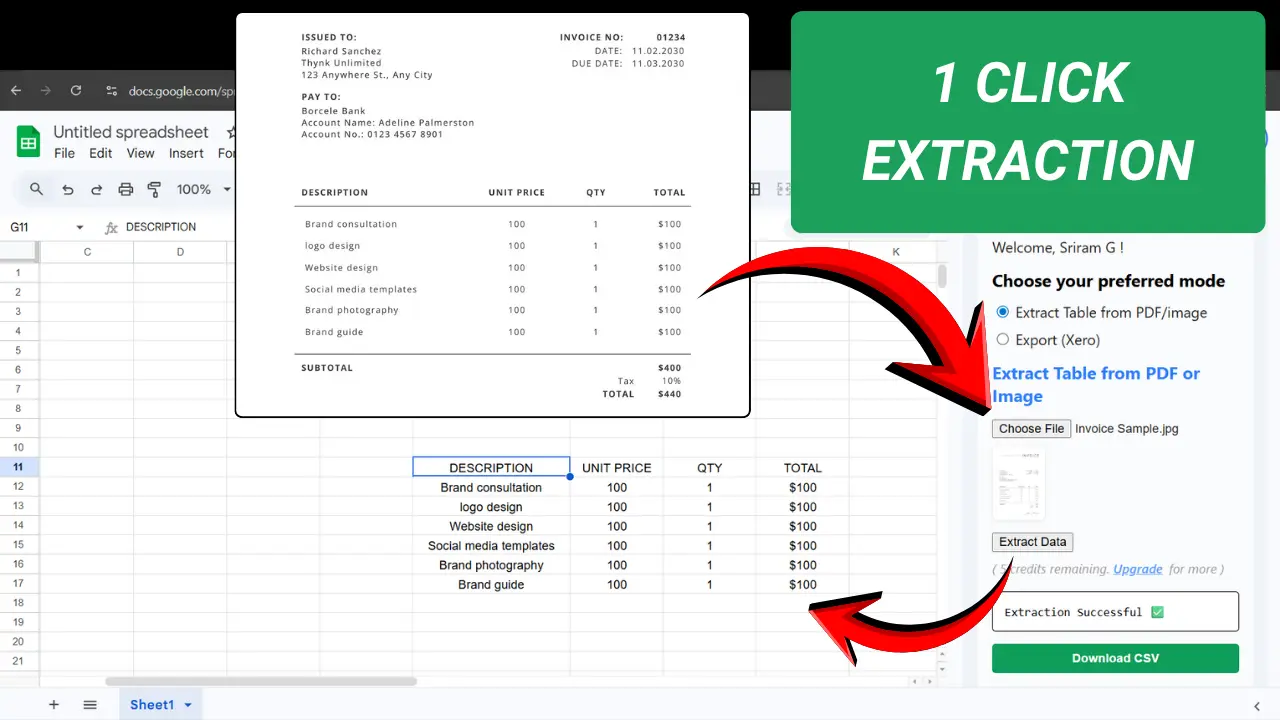 Screenshot 3 of Convert PDF to Google Sheets and CSV