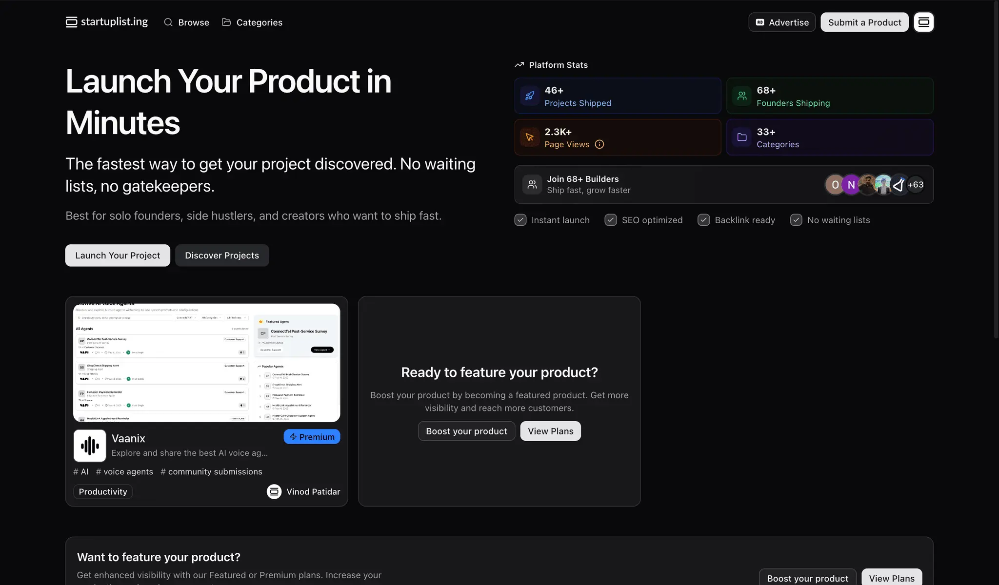 Screenshot 1 of Startup Listing