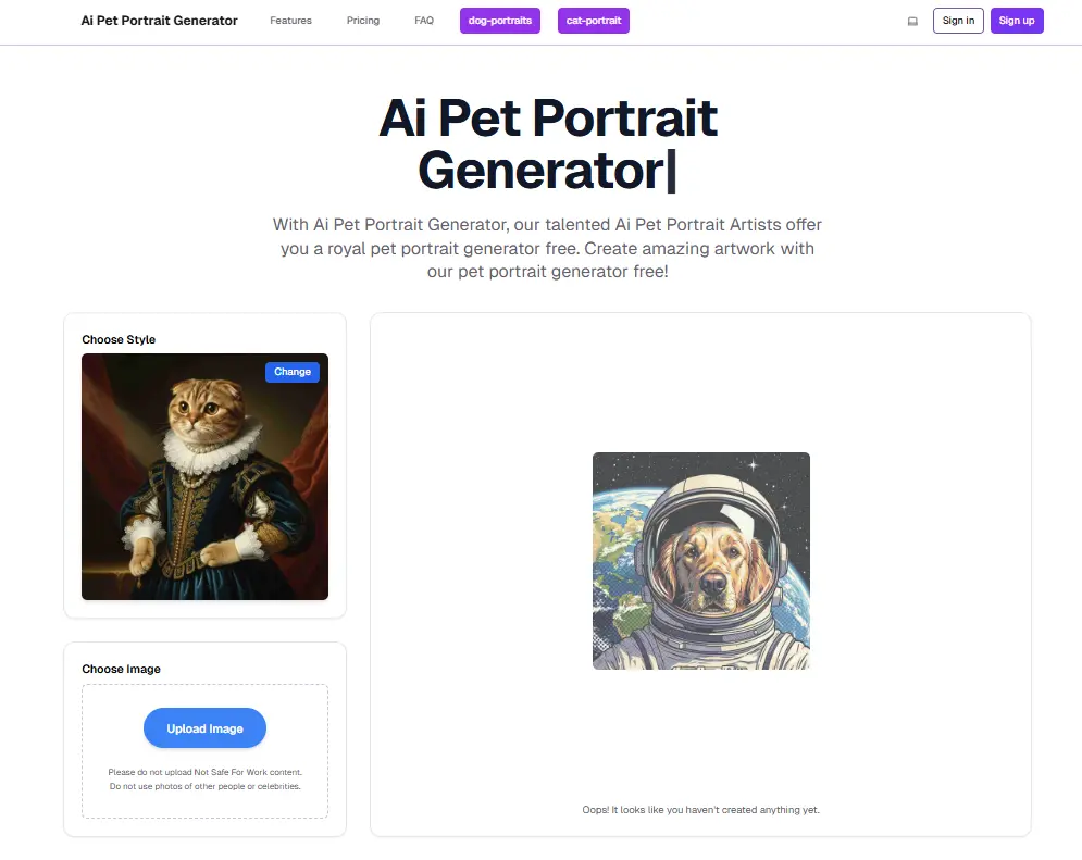 Screenshot 1 of Ai pet portrait generator