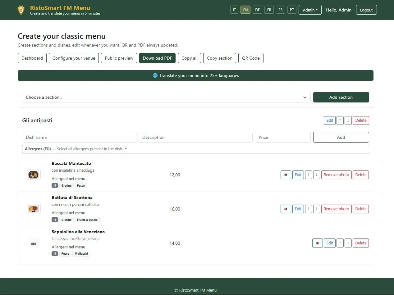 Screenshot 2 of RistoSmart FM Menu