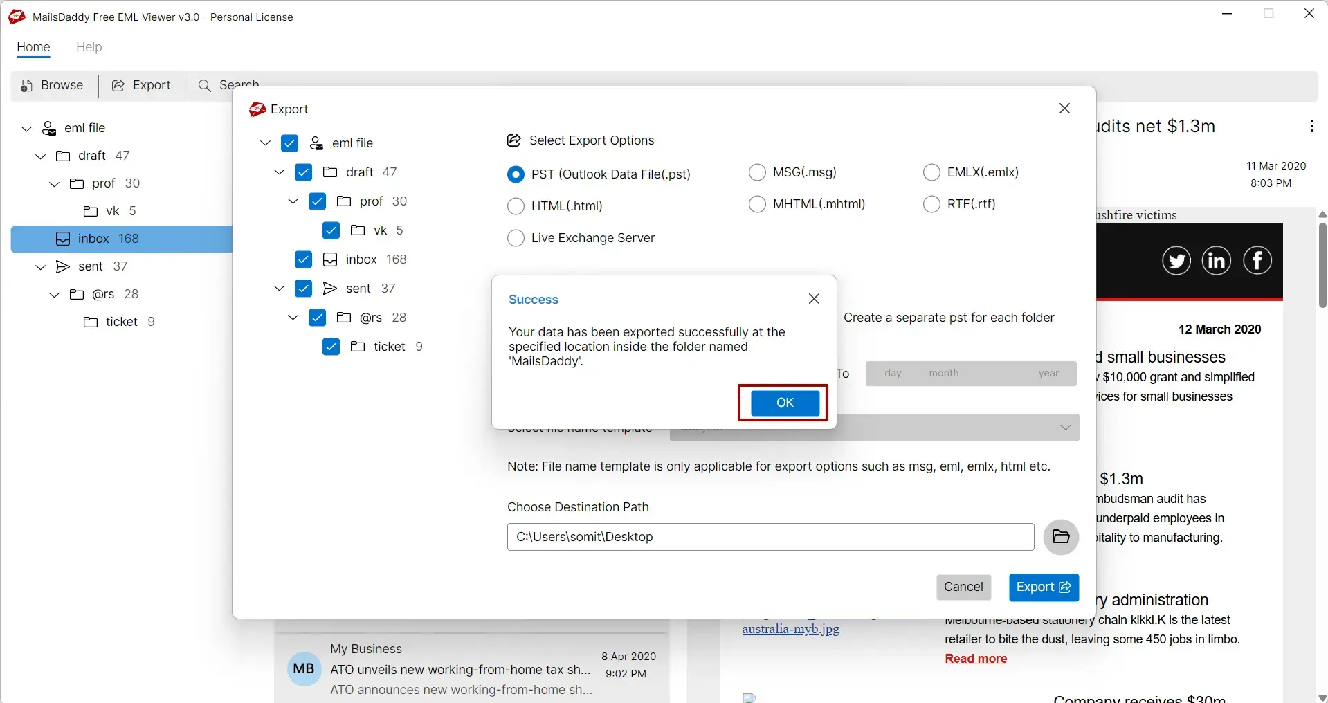 Screenshot 2 of Free EML Viewer Tool
