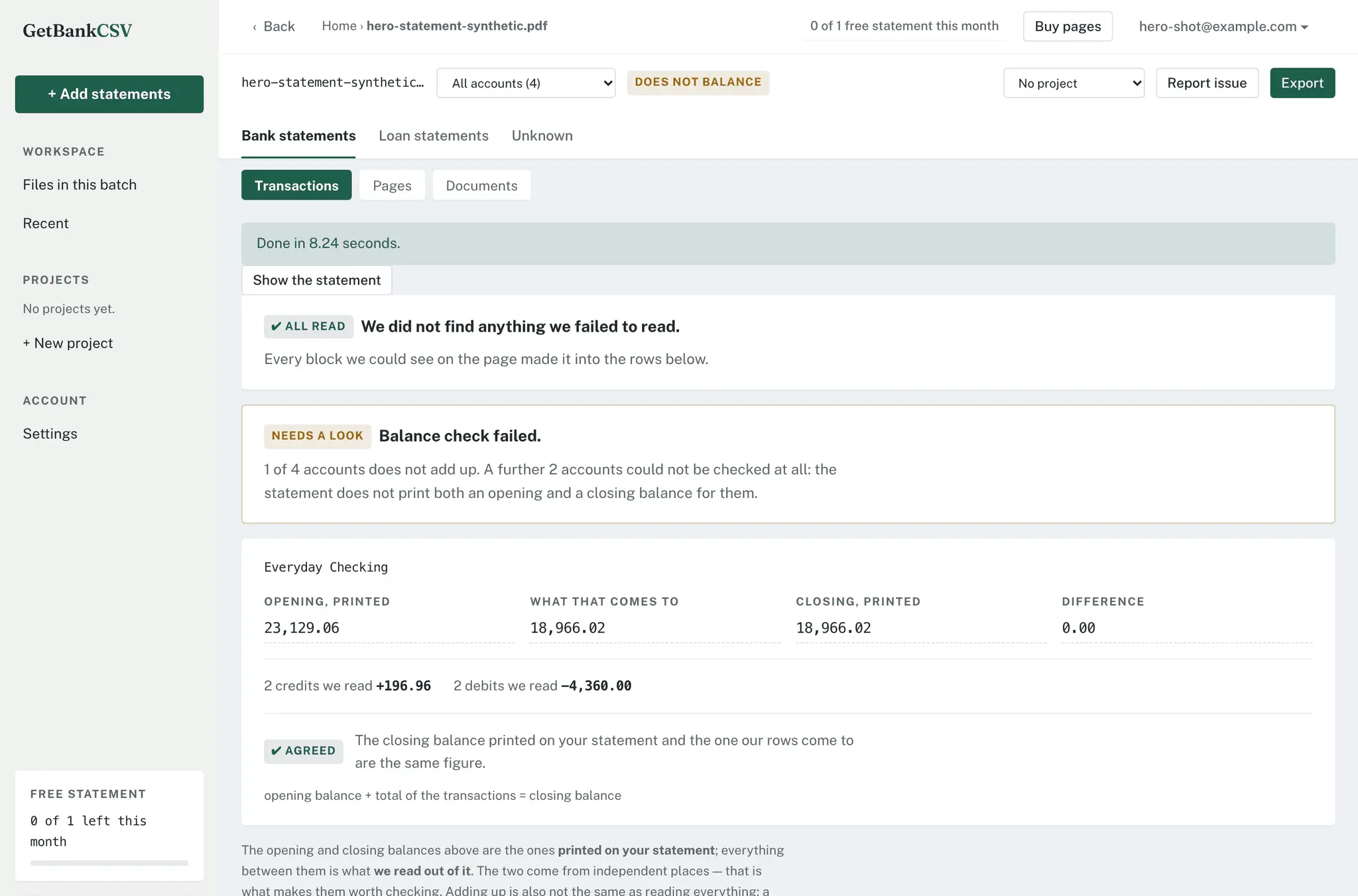 Screenshot 1 of GetBankCSV