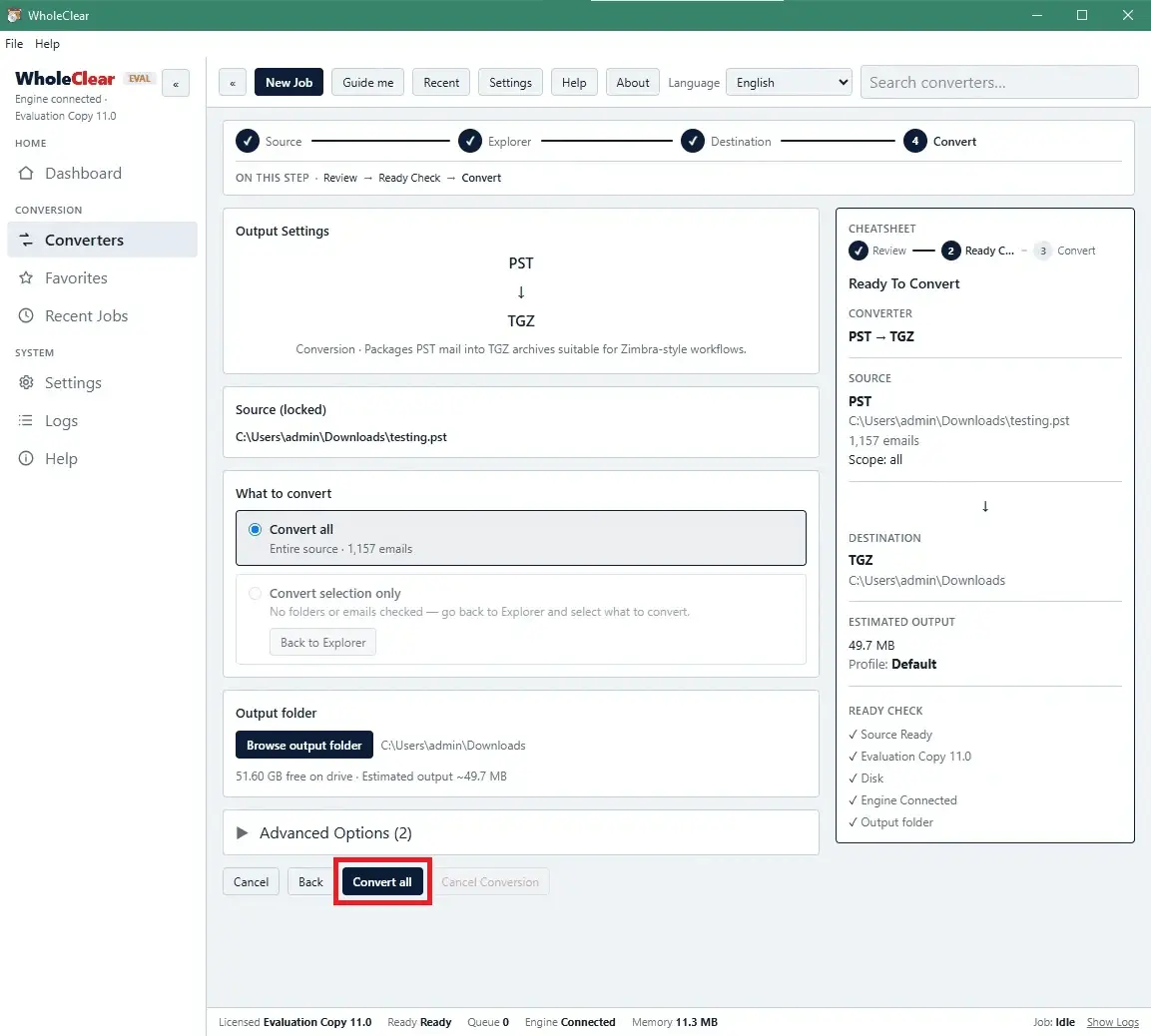 Screenshot 5 of WholeClear PST to TGZ Converter