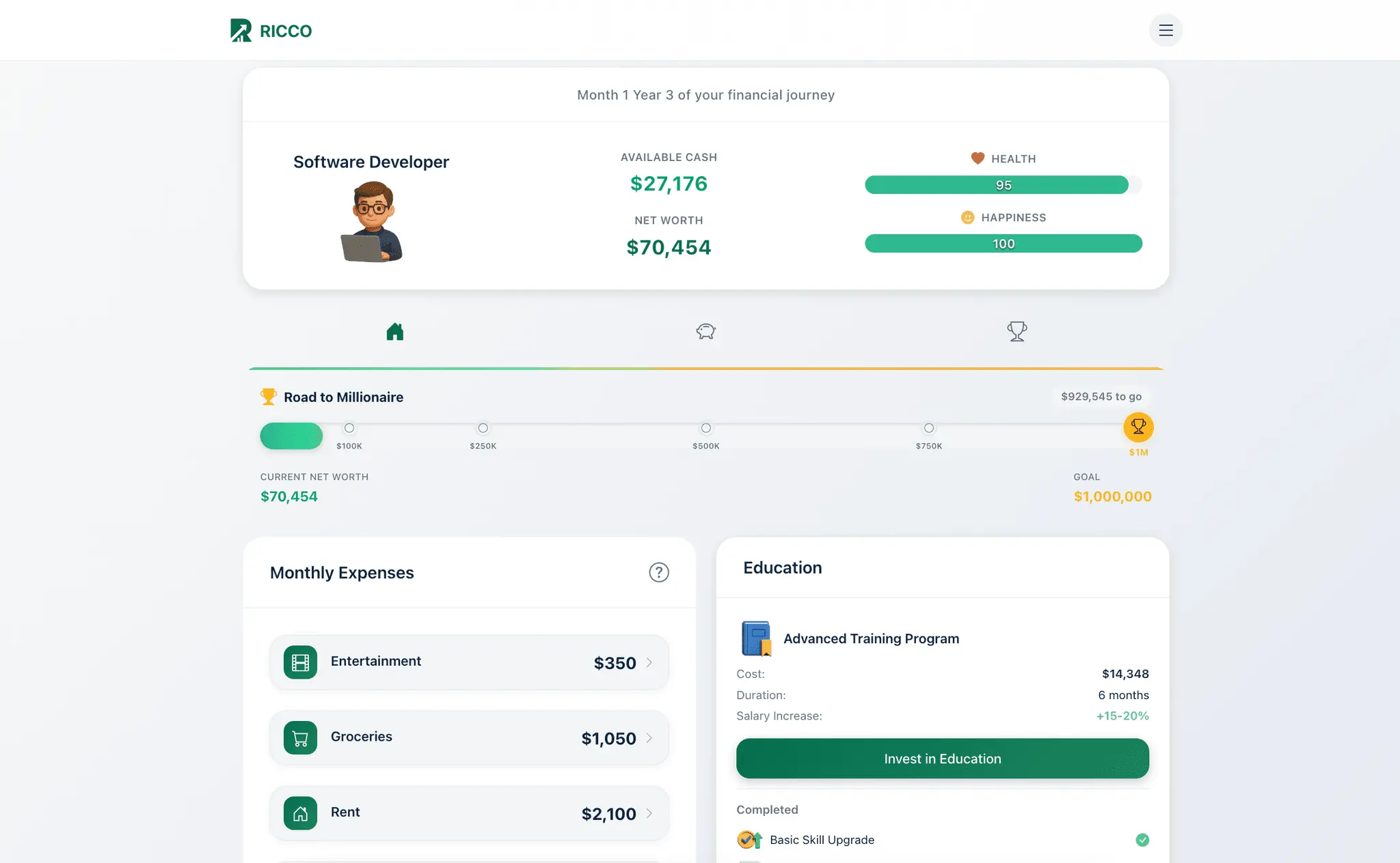 Screenshot 2 of Ricco: Interactive Personal Finance Game
