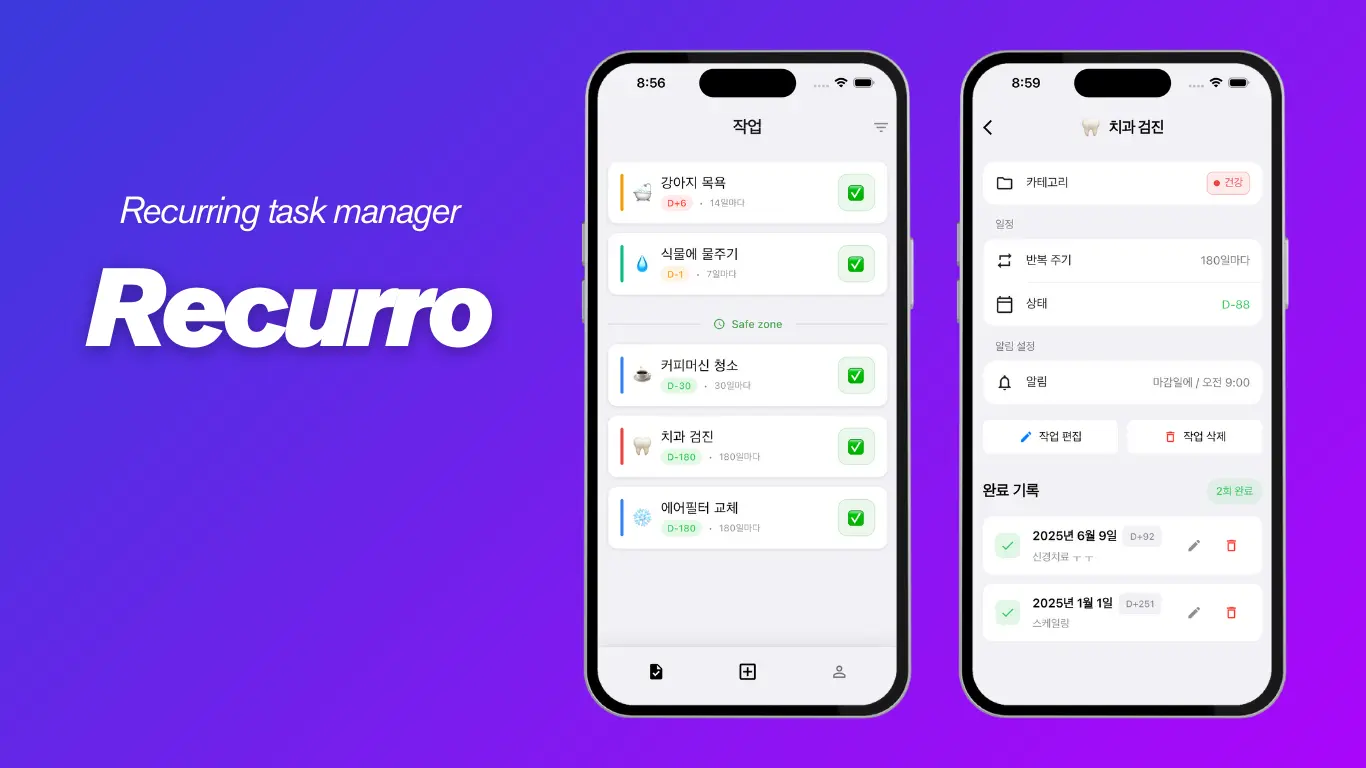 Screenshot 1 of Recurro – Personal Task Tracking System