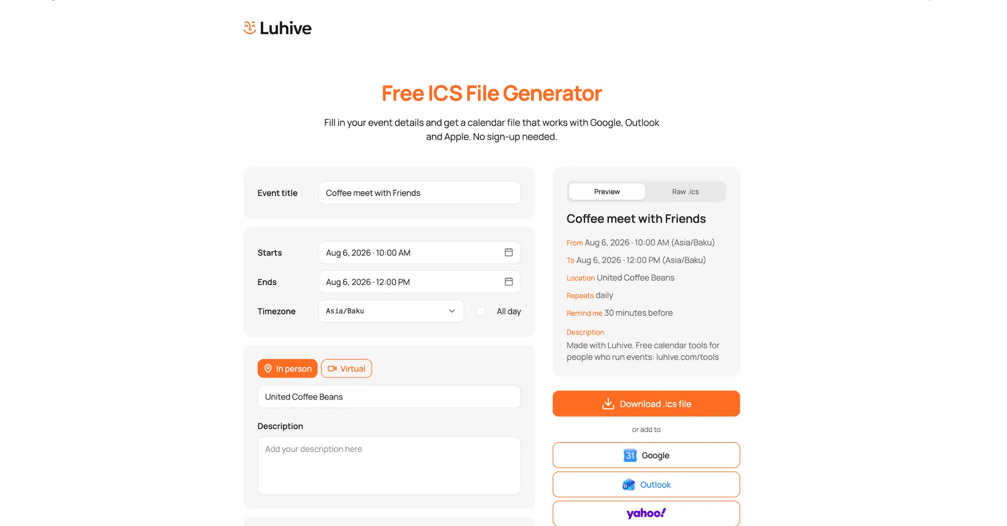 Screenshot 2 of Free ICS Calendar Files