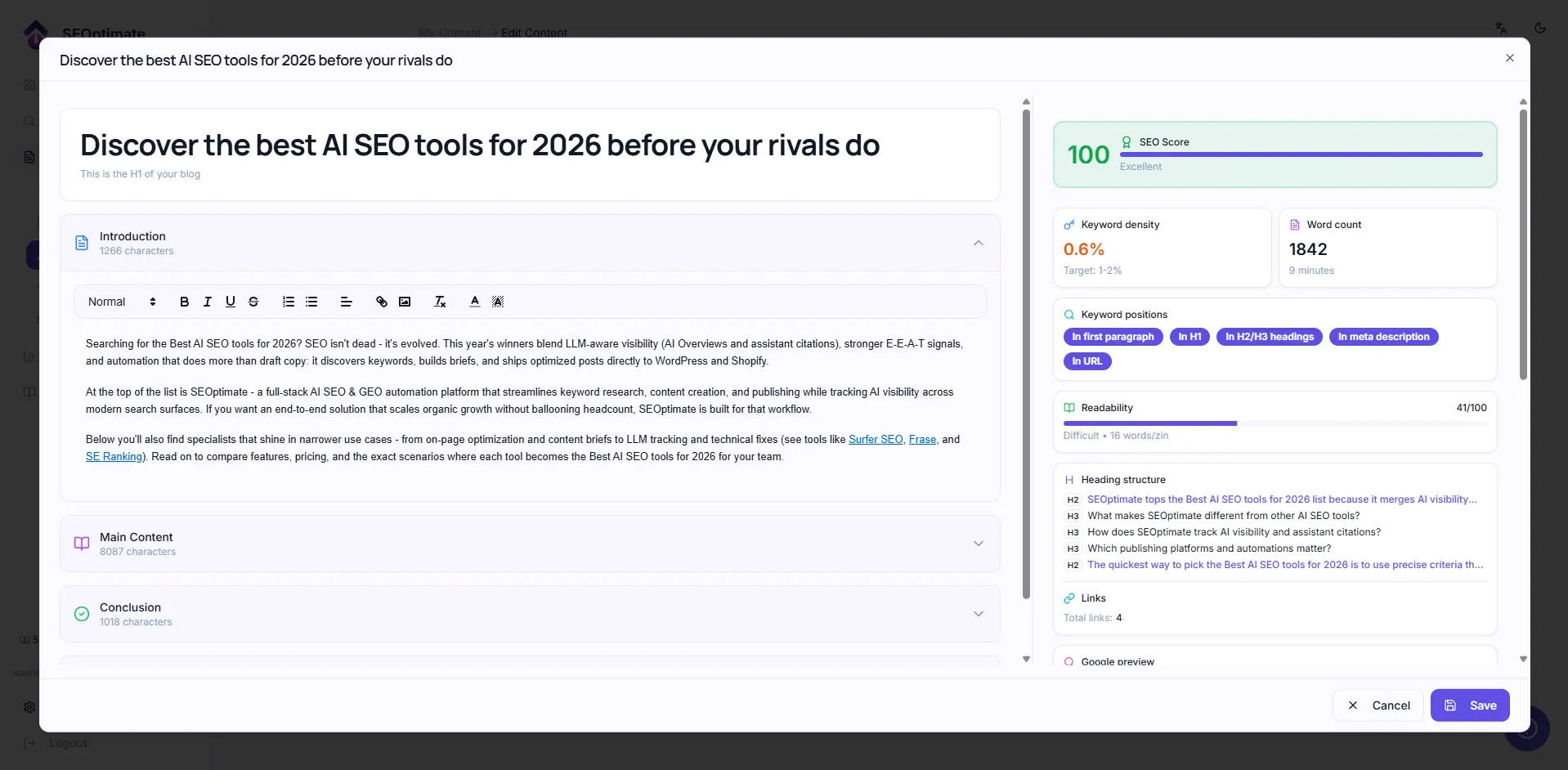 Screenshot 1 of SEOptimate
