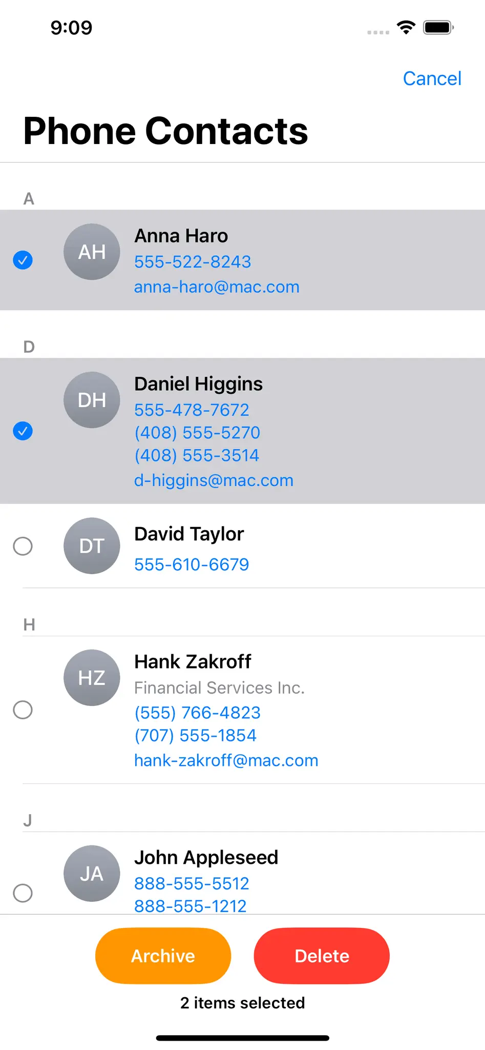 Screenshot 1 of ContactArchive