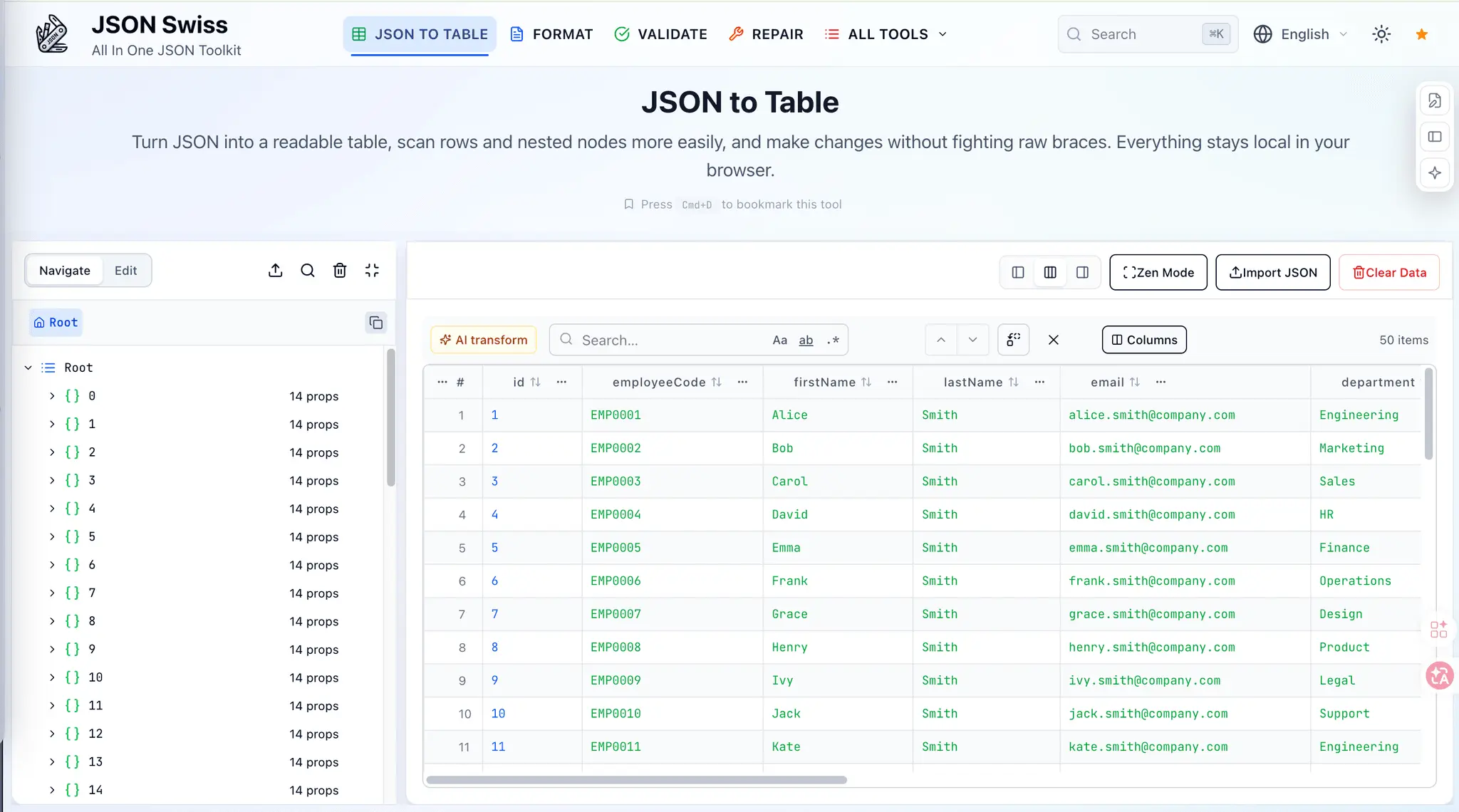 Screenshot 1 of JSONSwiss