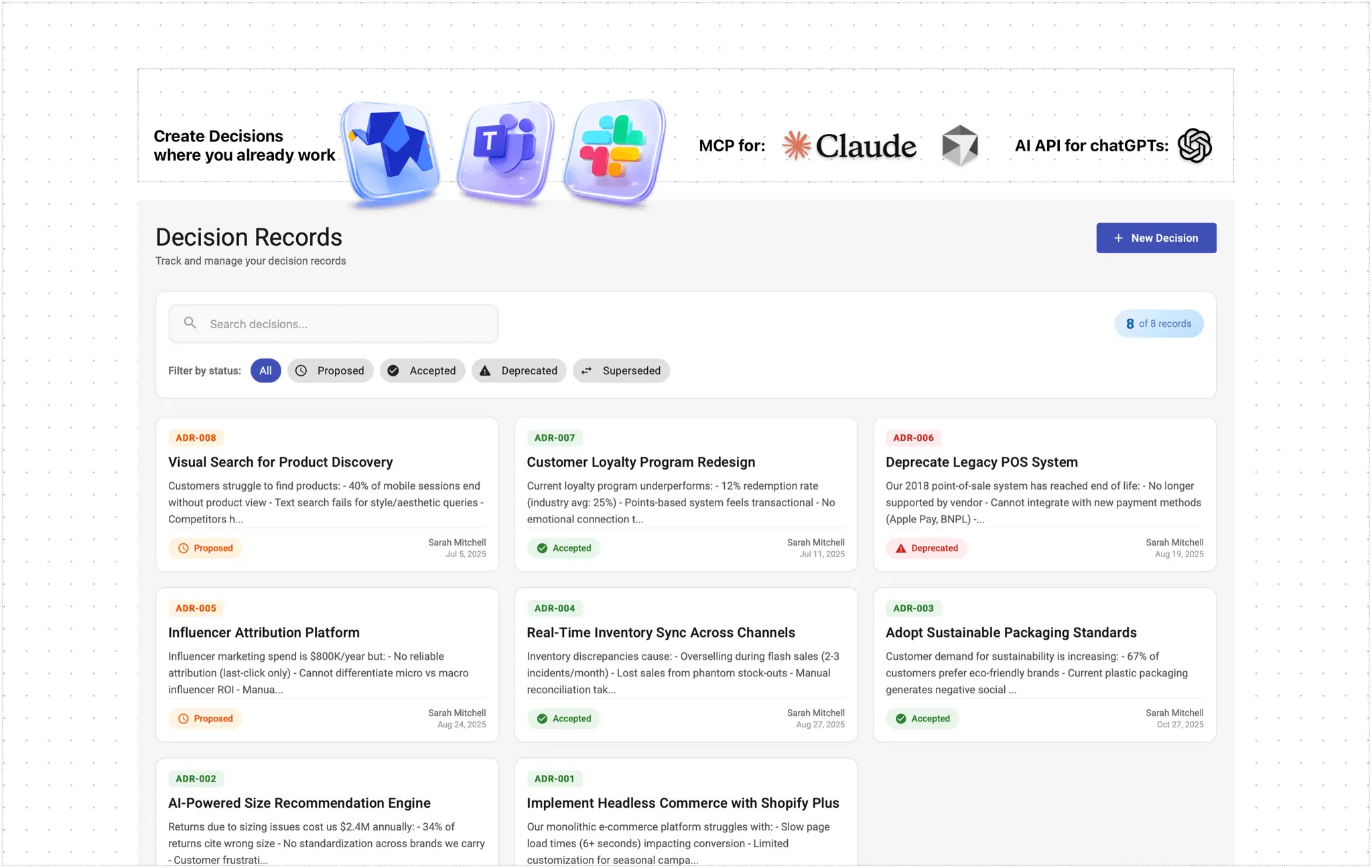 Screenshot 1 of Decision Records