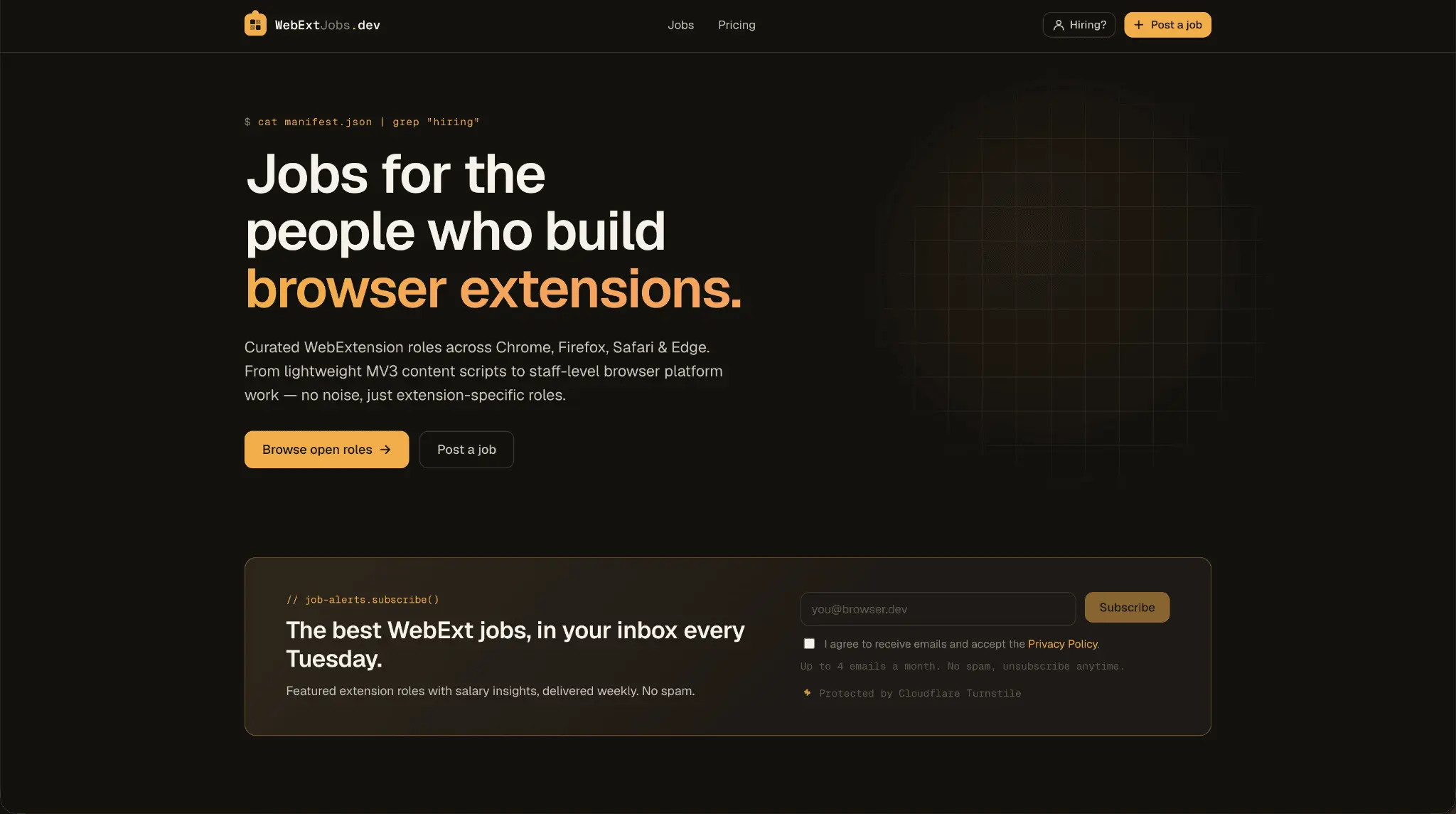 Screenshot 1 of WebExtJobs.dev