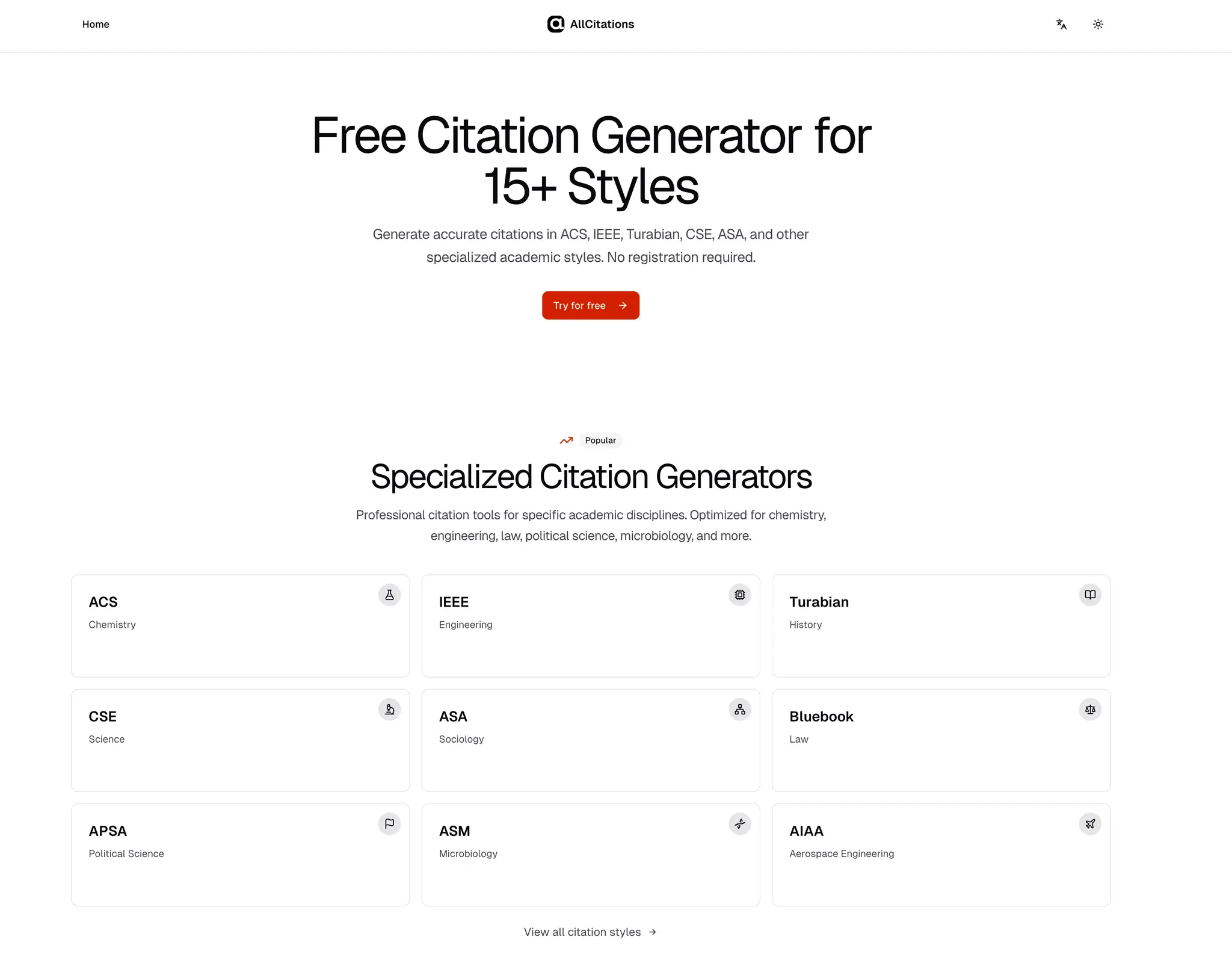 Screenshot 1 of AllCitations Free Citation Generator