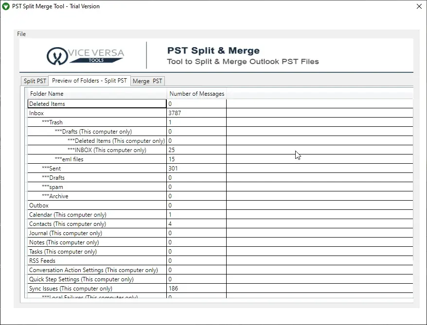 Screenshot 3 of ViceVersa PST Split and Merge Software