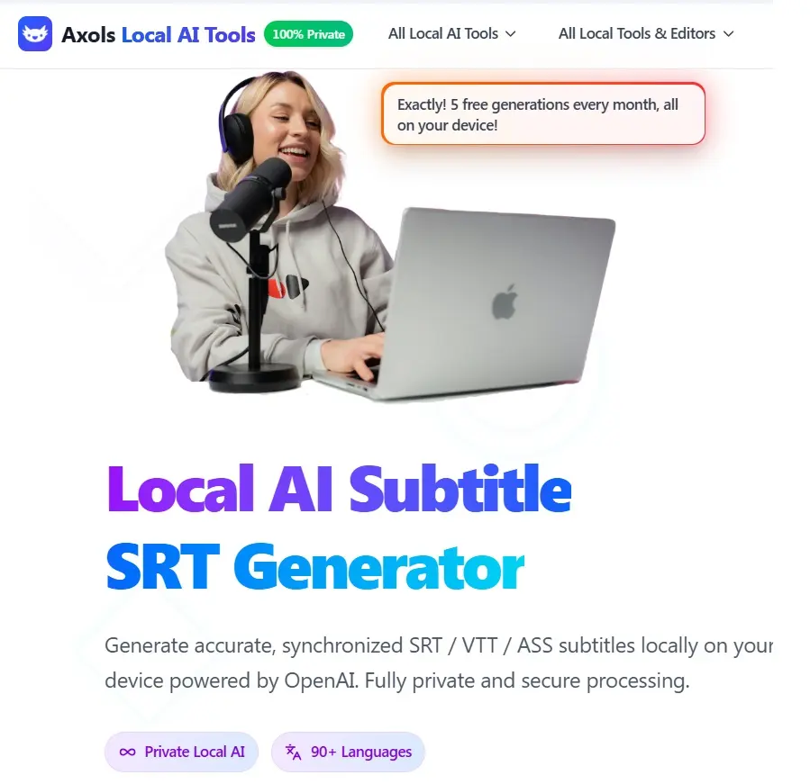 Screenshot 1 of Local AI SRT Subtitle Generator