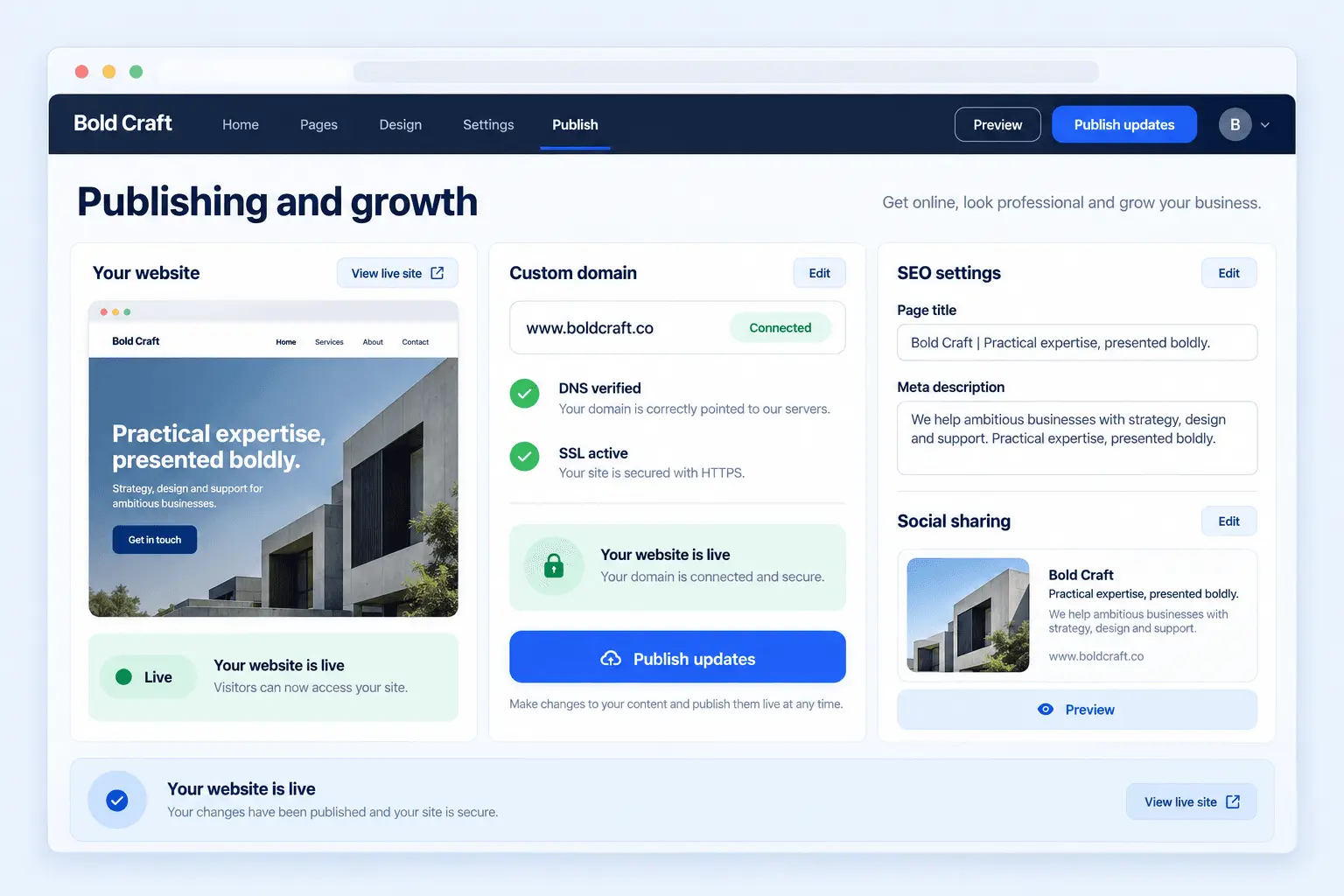 Screenshot 1 of Marketing Specialists AI Website Builder