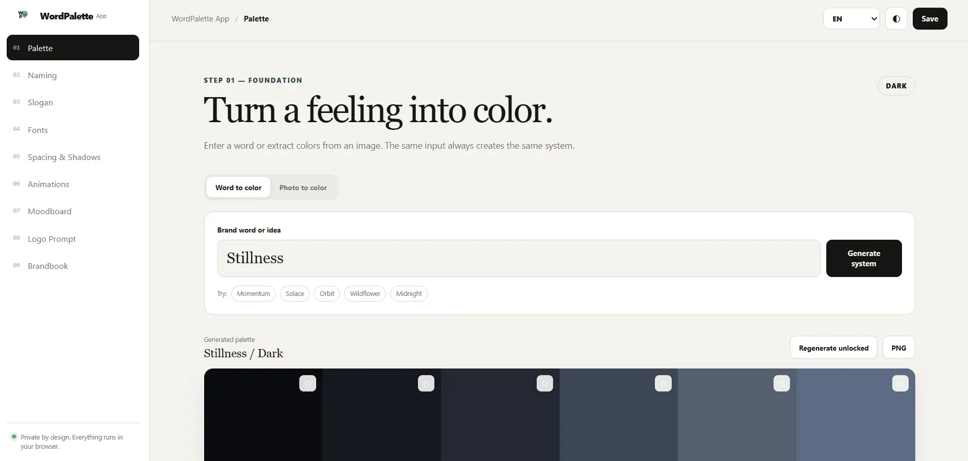 Screenshot 1 of WordPalette Generator