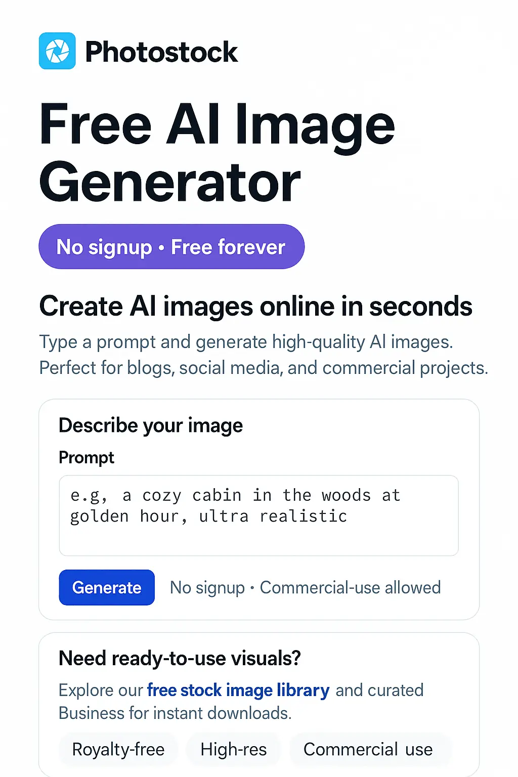 Screenshot 1 of Photostock - Free AI Image Generator