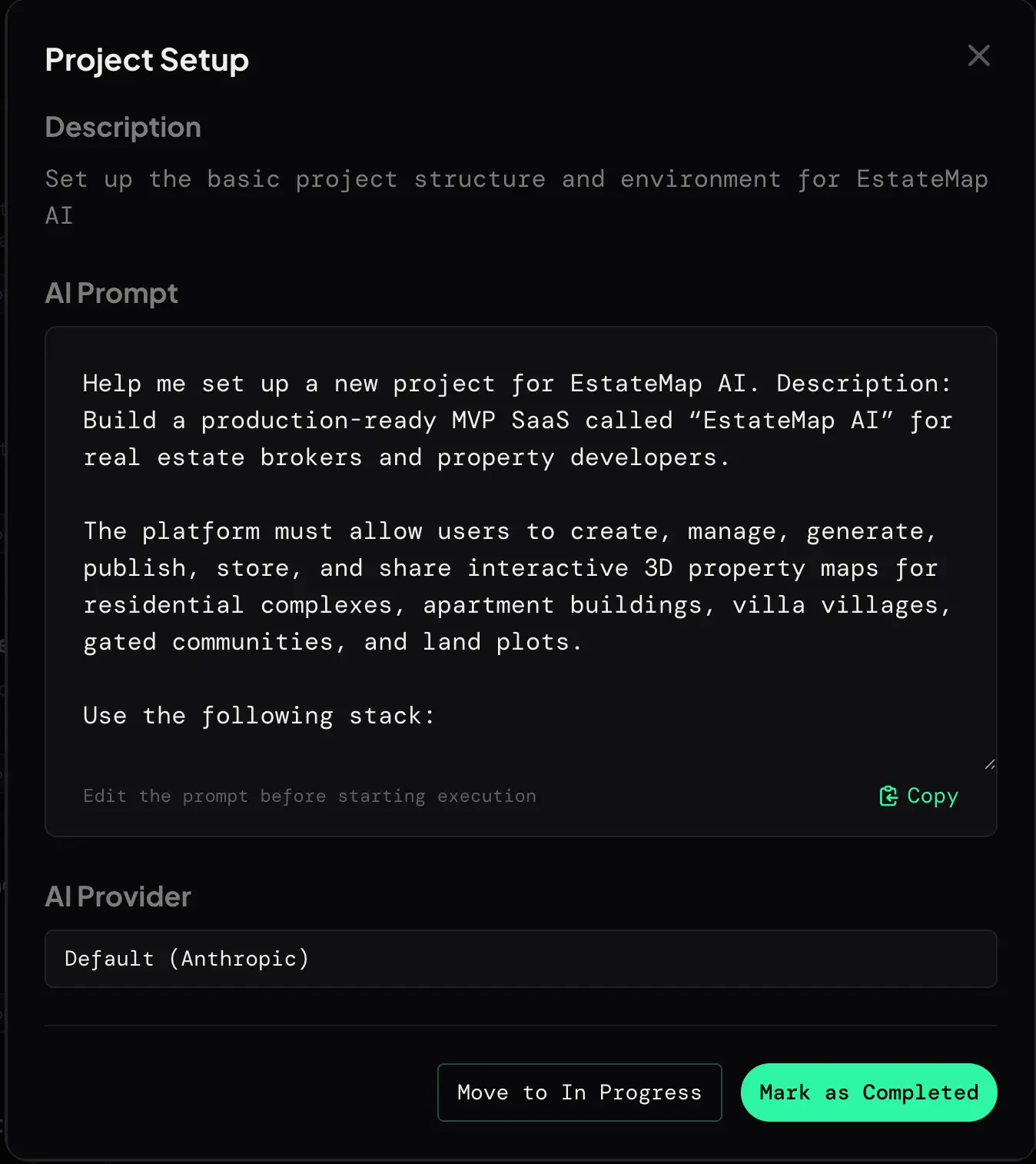 Screenshot 1 of Vibe Code Planner