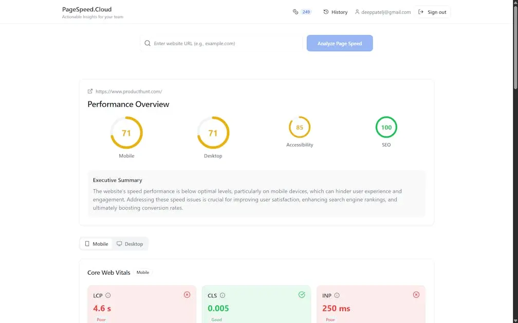 Screenshot 3 of PageSpeed.cloud