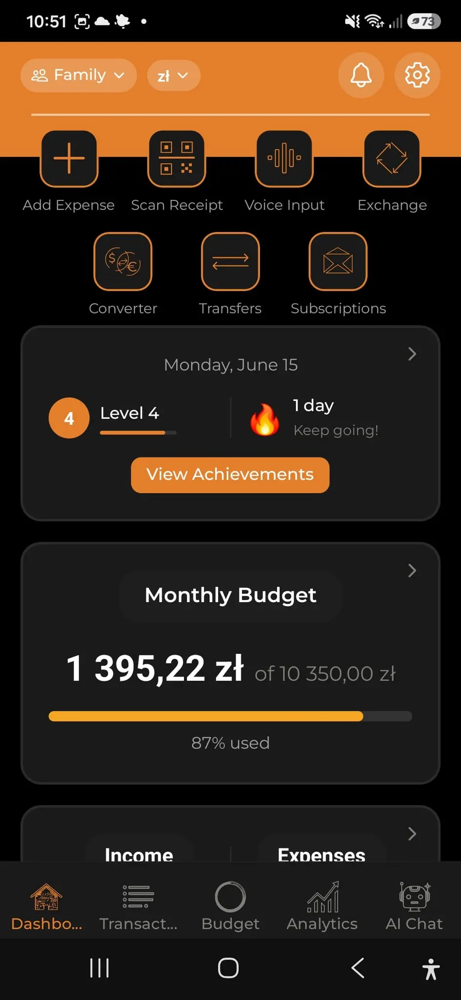 Screenshot 1 of AI Budget Assistant