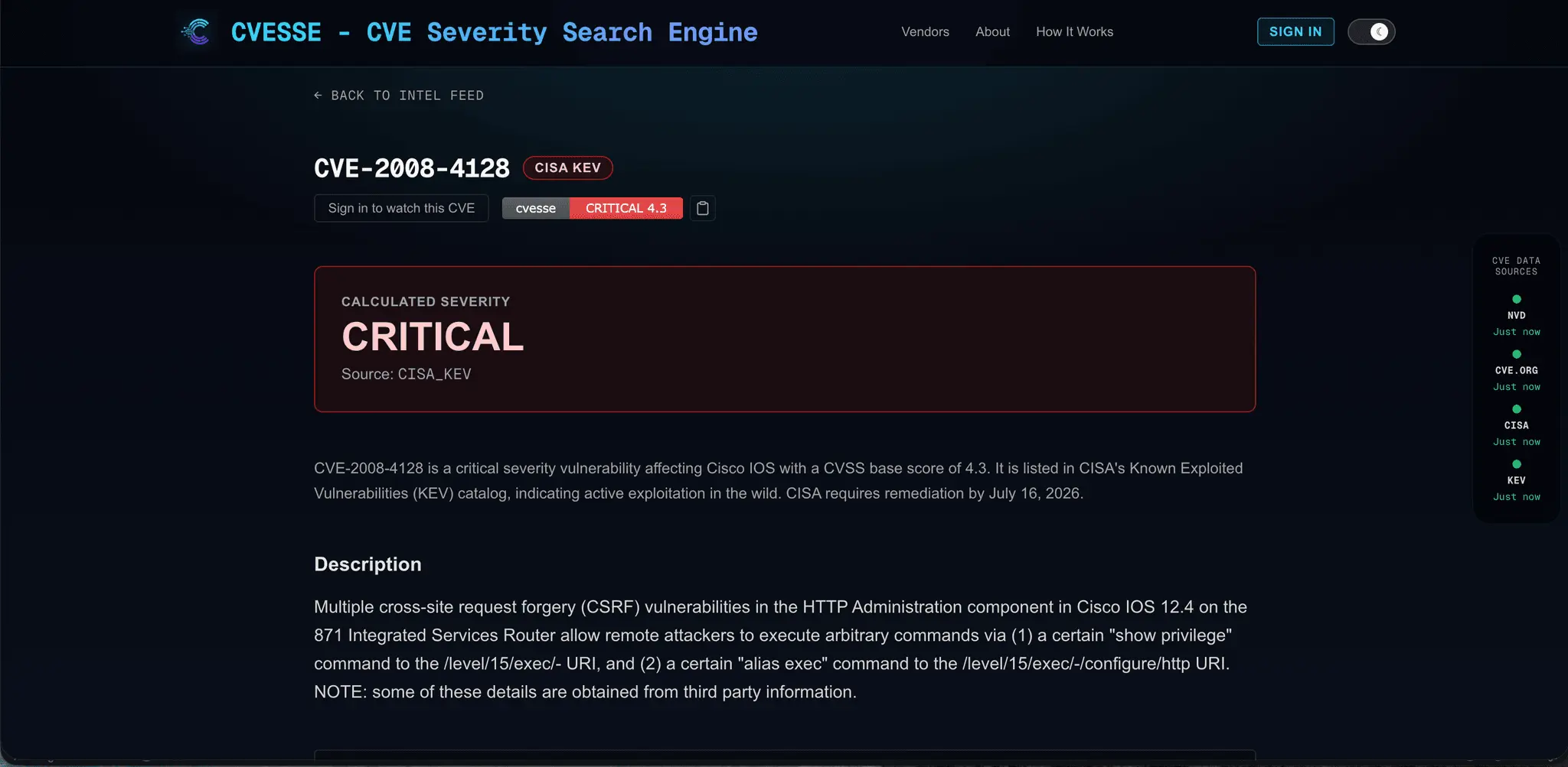 Screenshot 3 of CVESSE - CVE Severity Search Engine