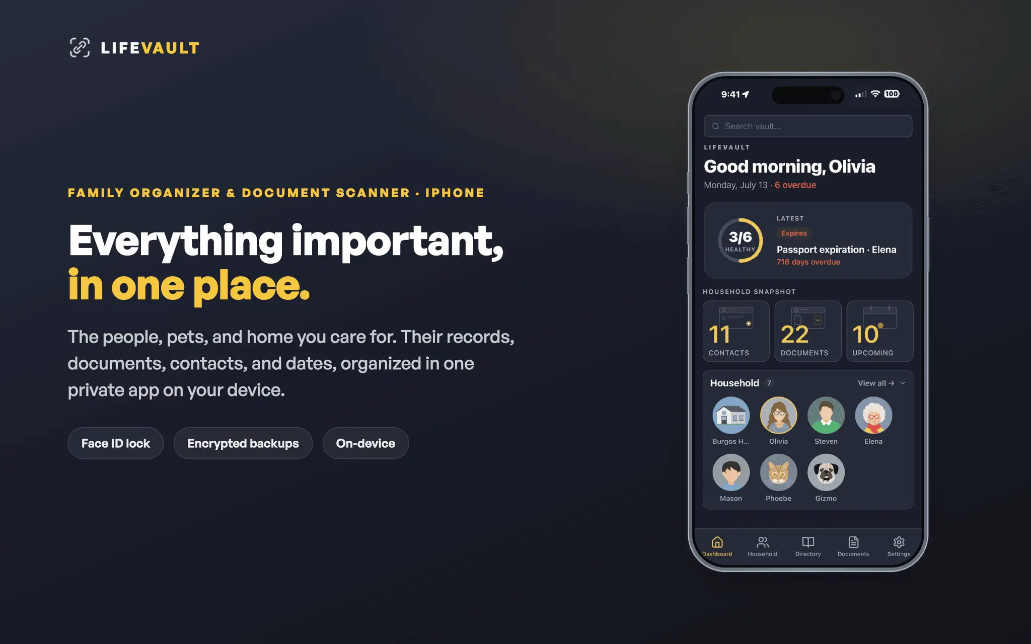 Screenshot 1 of LifeVault: Family Organizer