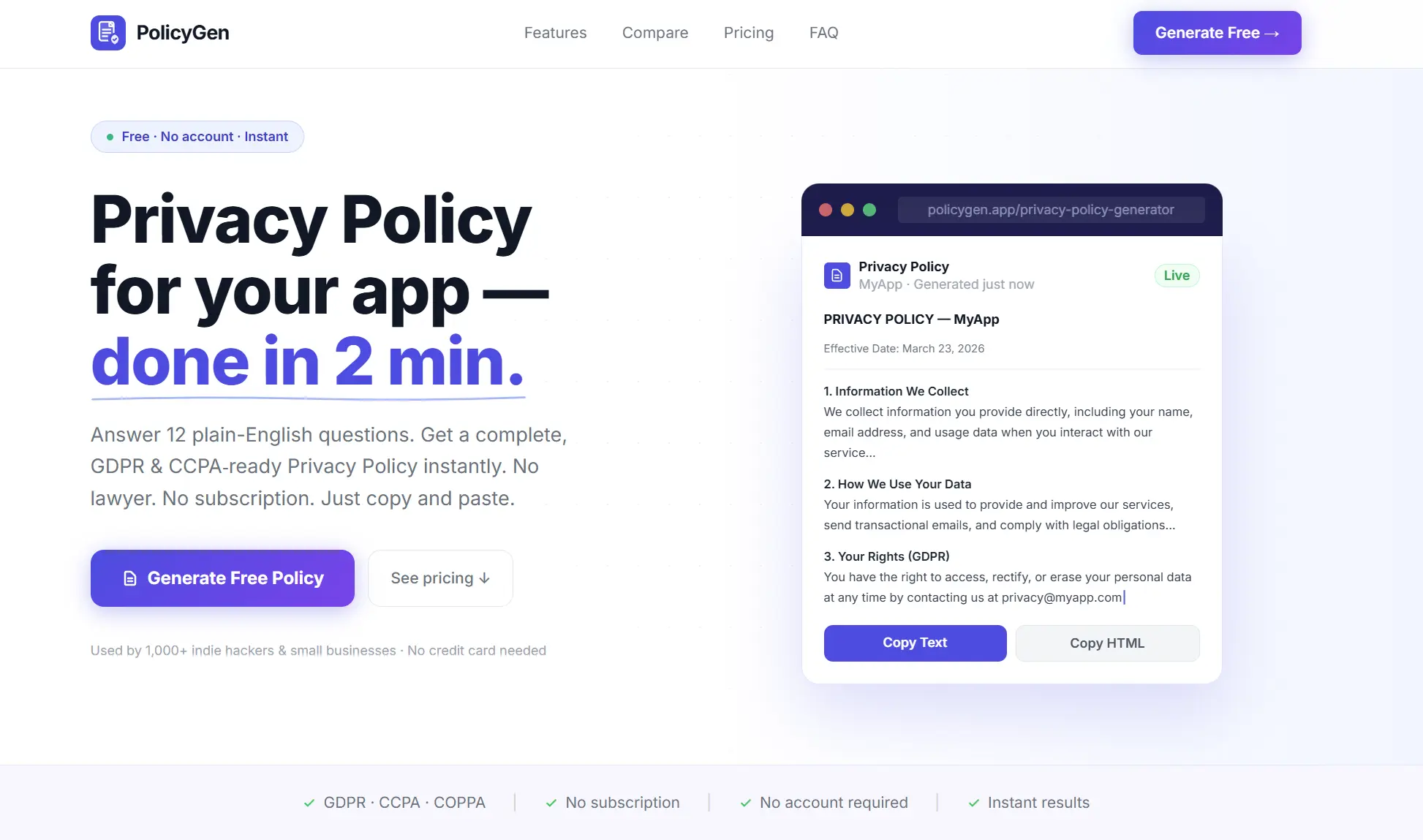 Screenshot 2 of PolicyGen