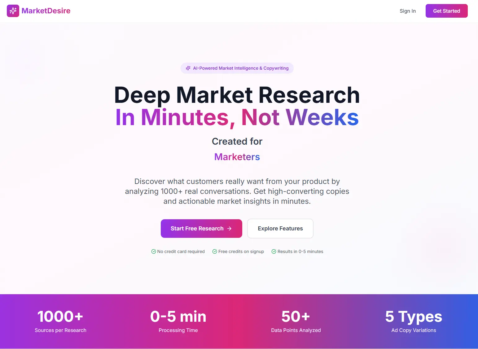 Screenshot 1 of MarketDesire - AI Market Research