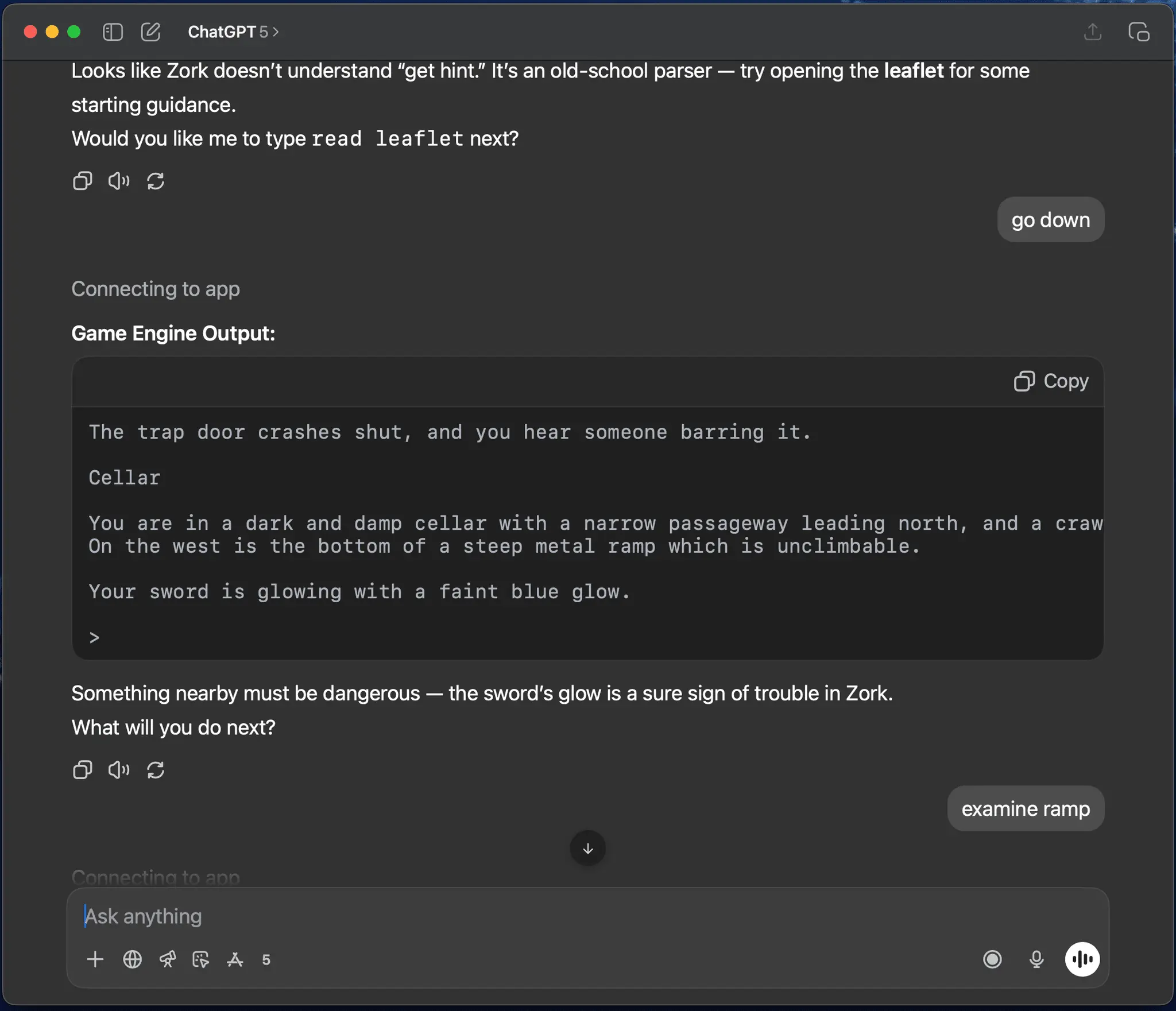 Screenshot 3 of Interactive fiction games for ChatGPT