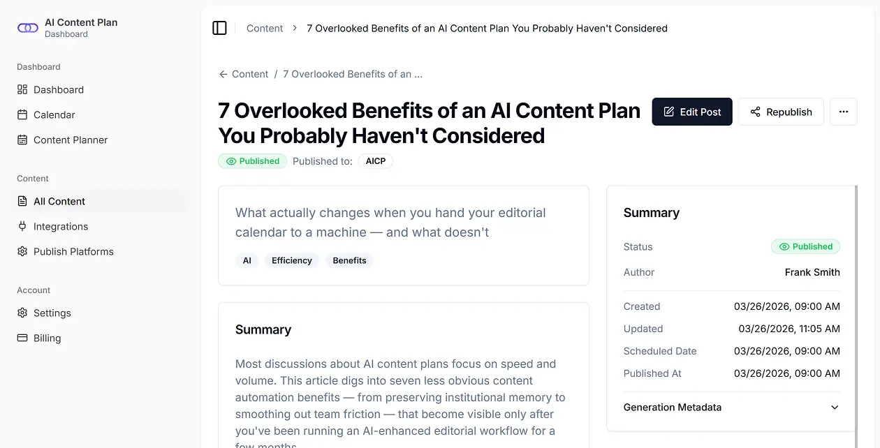 Screenshot 4 of AI Content Plan