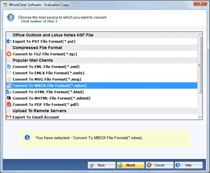 Screenshot 1 of WholeClear MBOX to PST Converter