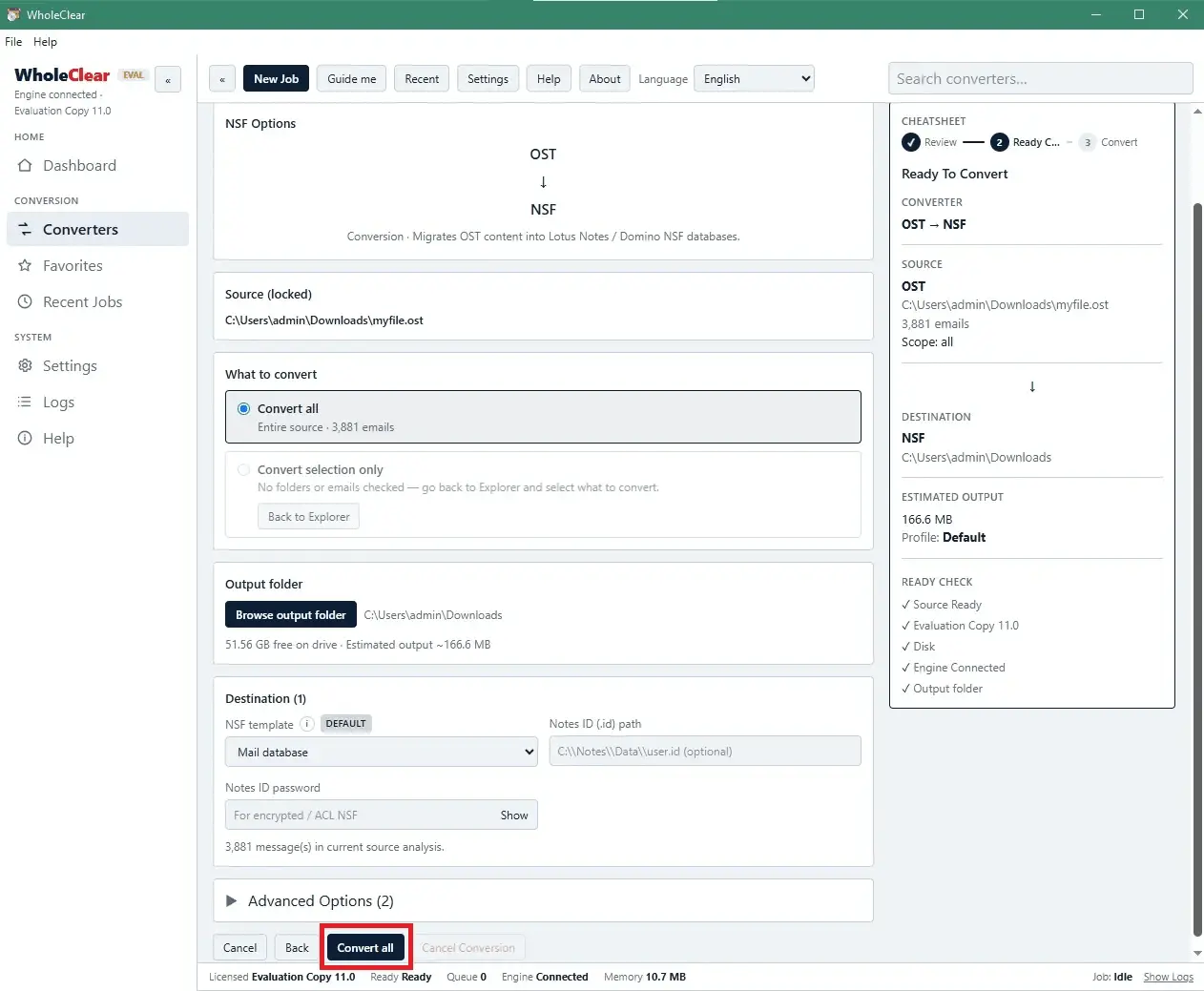 Screenshot 6 of WholeClear OST to NSF Converter