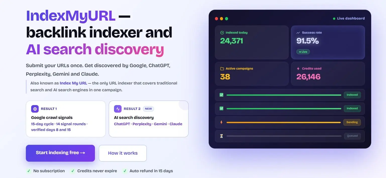 Screenshot 2 of IndexMyURL